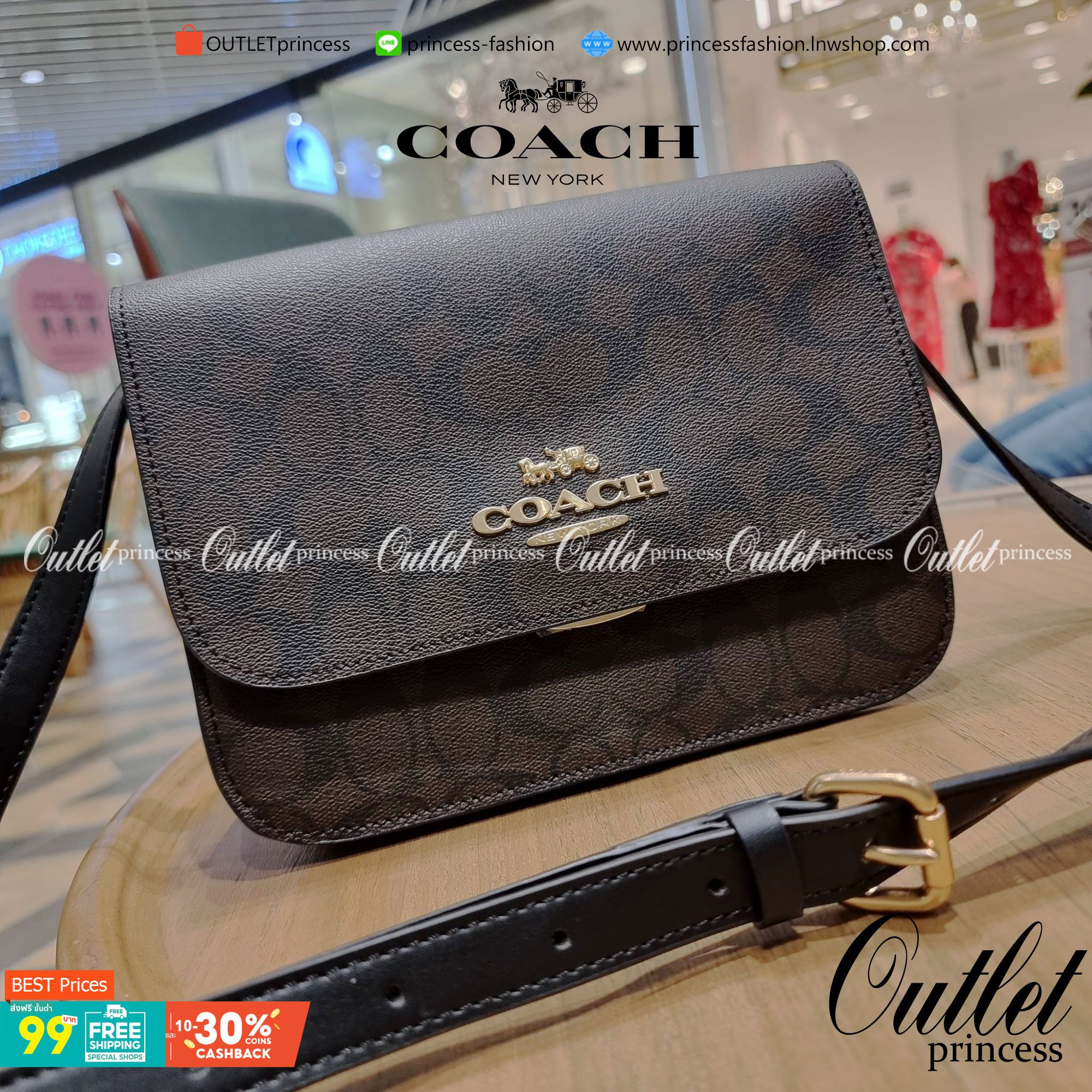 COACH C5633 BRYNN FLAP CROSSBODY IN SIGNATURE CANVAS แซ่บที่สุด ใหม่ที่สุด!! คอลเลคชั่นใหม่!! มองยังไงก็หลงรักละสายตาไม่ไหว กระเป๋าสะพายข้างลุคไฮน์ ที่ดีไซน์ออกมาได้ปัง และดูแพงมากๆ ด้วยดีเทลคลาสสิค รูปทรงใช้งานง่าย เรียบๆแต่มีดีเทล วัสดุหนังแคนวาสสลับหนั