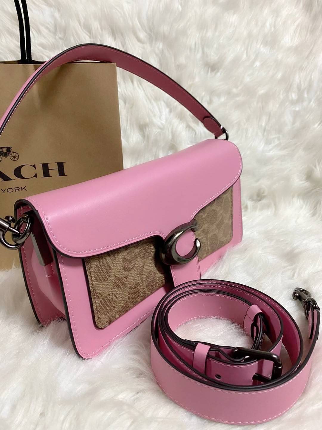 Coach Tabby Shoulder Bag 26 Polished pebble leather, suede and refined calf leather Inside zip and multifunction pockets