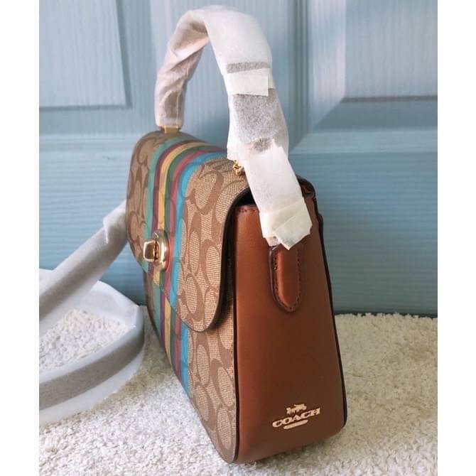 COACH MARLIE TOP HANDLE SATCHEL IN SIGNATURE CANVAS WITH STRIPE (COACH C5644)