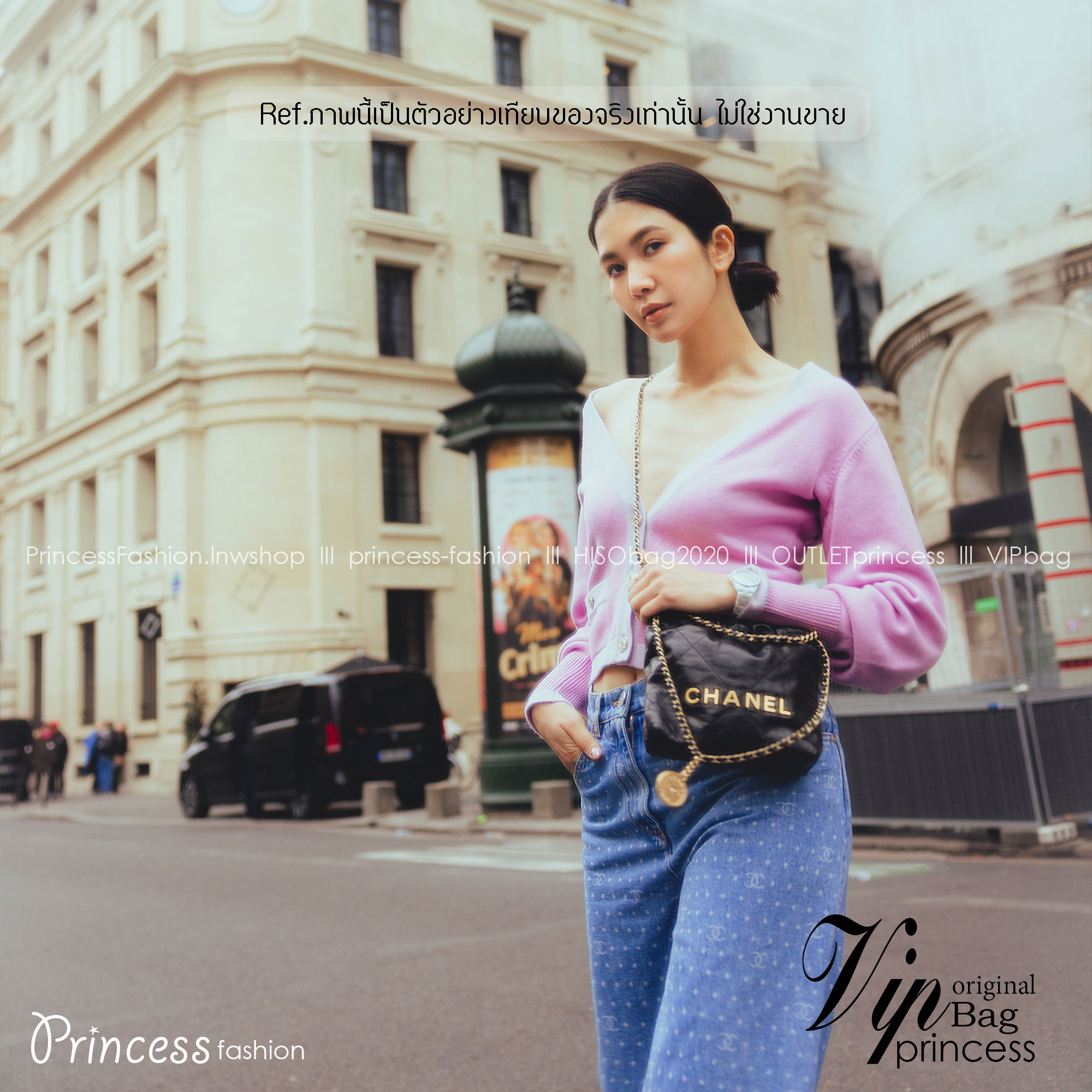 CHANEL 22 shoulder hobo tote / Chanel 22 Mini Handbag กระเป๋าโฮโบทรงโท้ทมินิ สีใหม่ทูโทนตัดขาวดำ เกรดออริ สลับแท้ 1:1 ใช้งานต่างประเทศได้