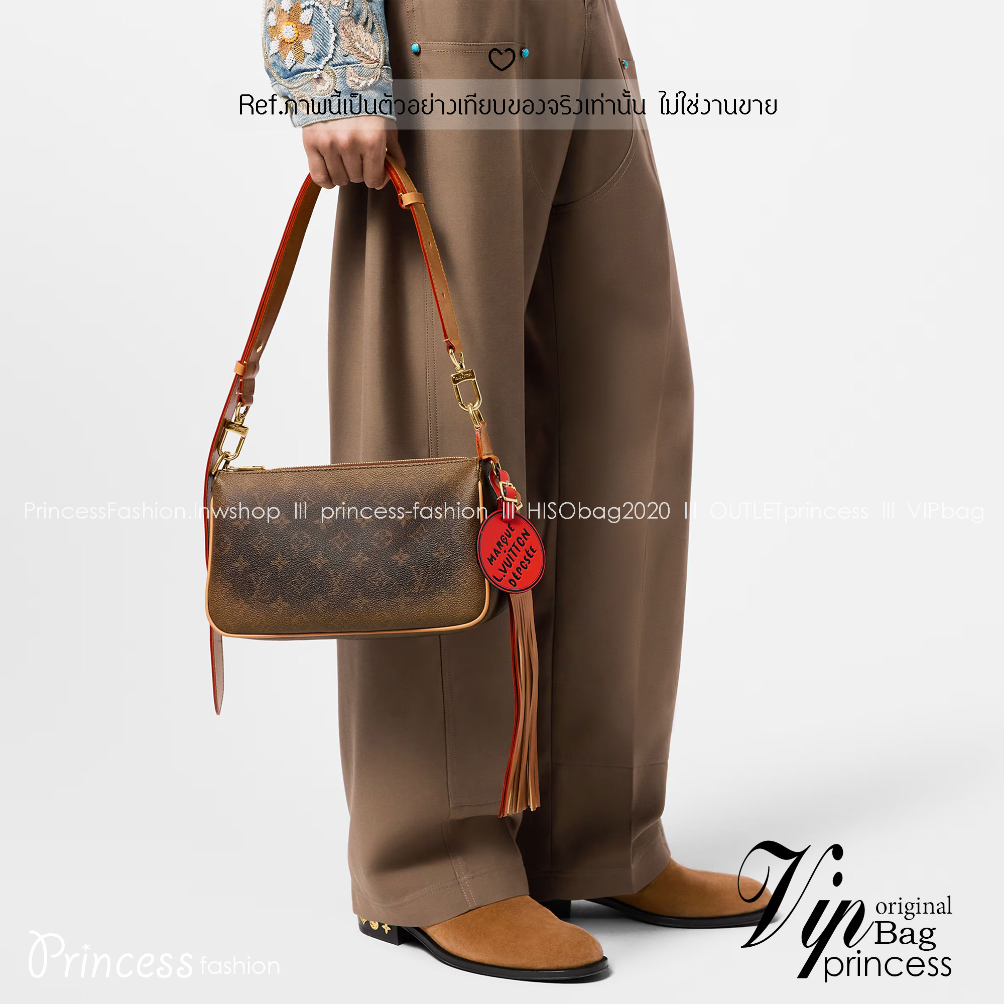 LV Pochette Accessoire XL Bag Monogram Canvas Aged leather trim กระเป๋าสะพายทรงพอชรุ่นใหม่ แคนวาสแต่งเก่า คลาสสิกและเท่มากๆ