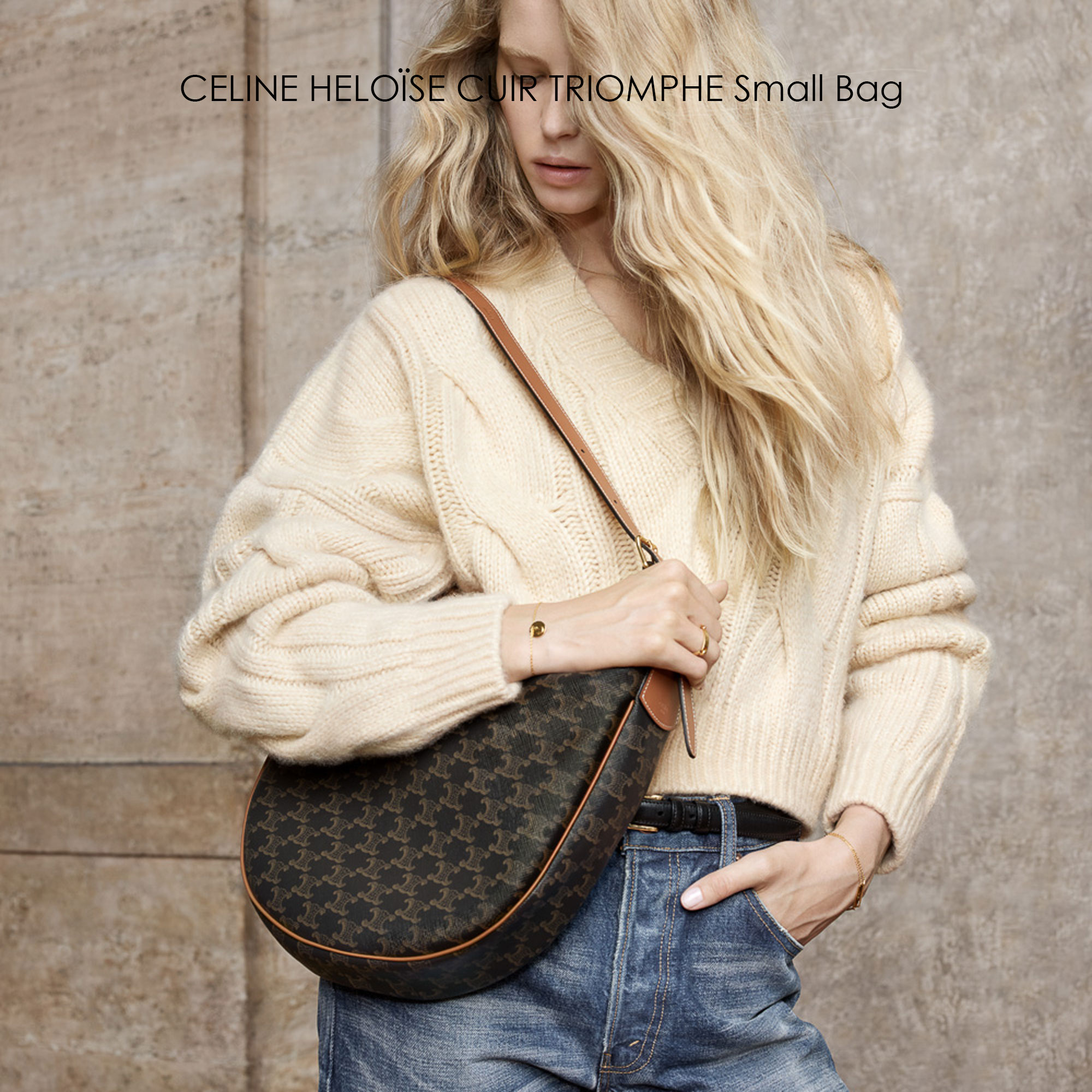 CELINE HELOÏSE CUIR TRIOMPHE Small Bag in Triomphe Canvas กระเป๋าสะพายทรงโฮโบ คอลเลคชั่นใหม่ ฮิตข้ามปี ใบใหญ่จะสัมภาระได้เยอะ รูปทรงใช้งานง่ายที่สุด สายสะพายในตัว สวยหรูผู้ดี