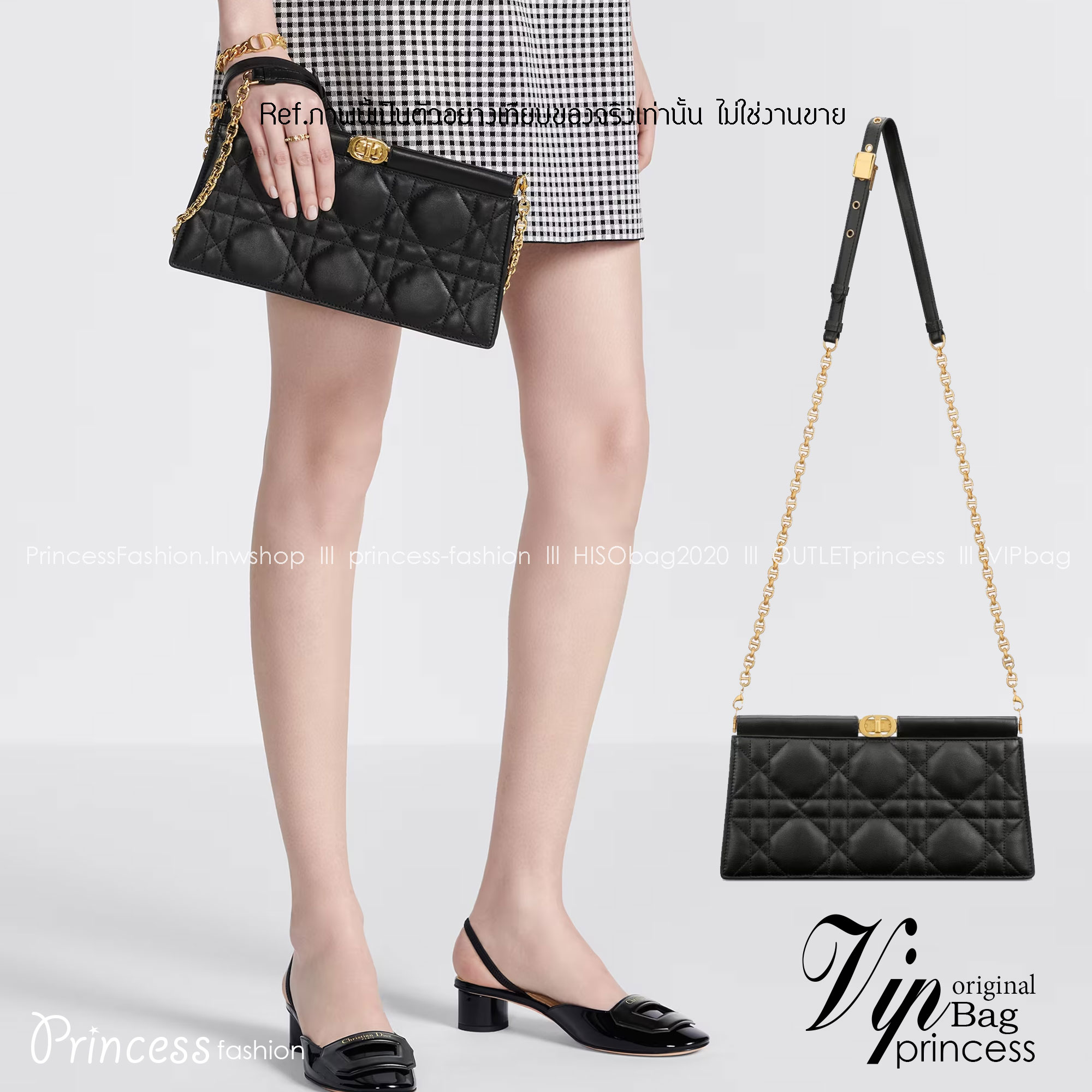 Dior Caro Colle Noire Clutch with Chain Cannage / DIOR Clutch / DIOR BAG พร้อมส่ง 4 สี กระเป๋าสะพายทรงคลัท ดีไซน์เรียบหรู ดูแพง รุ่นนี้คือ ถือแล้วผู้ดีมากค่ะ