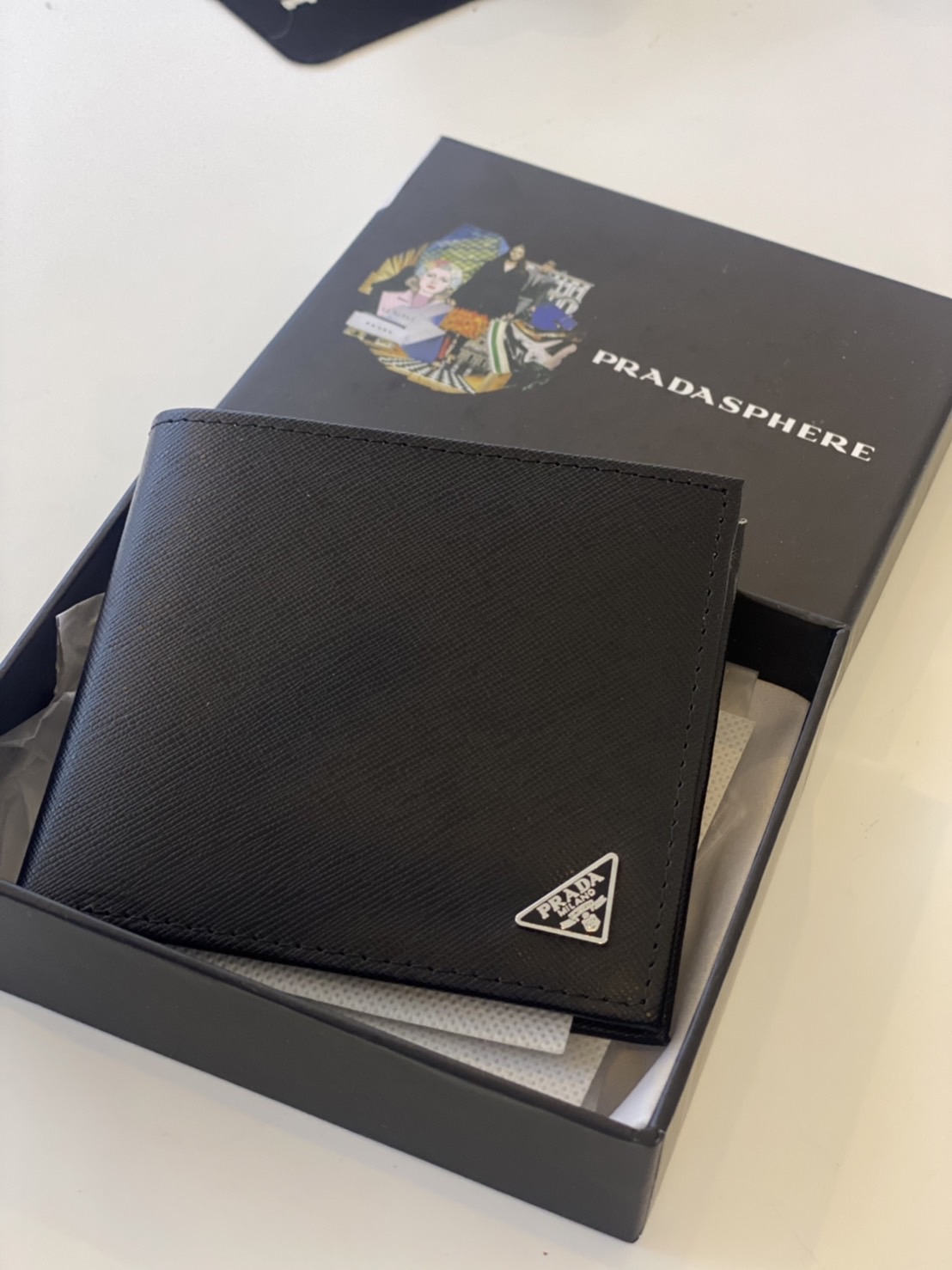 PRADA Short Wallet Men / Prada Leather Wallet - Black เกรดออริจินอล พร้อมส่งที่ไทย พร้อมกล่อง Box Set