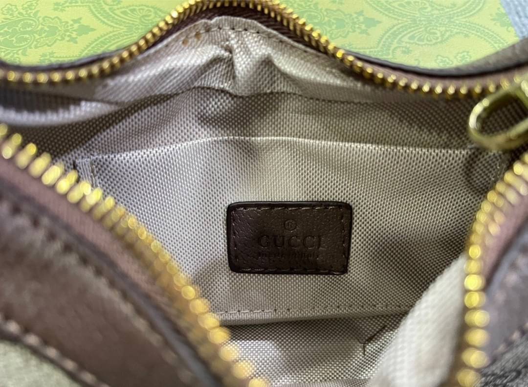 GUCCI half-moon Ophidia mini shoulder bag กระเป๋าสะพายไหล่รูปทรงพระจันทร์เสี้ยว Canvas GG Supreme กระเป๋าขนาดมินิให้ความรู้สึกย้อนยุคอันโดดเด่น สไตส์วินเทจ