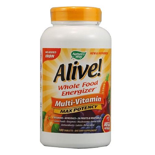 (Pre-order) Nature's Way Alive! Whole Food Energizer Multivitamin, No Iron, Tablets 180 ea