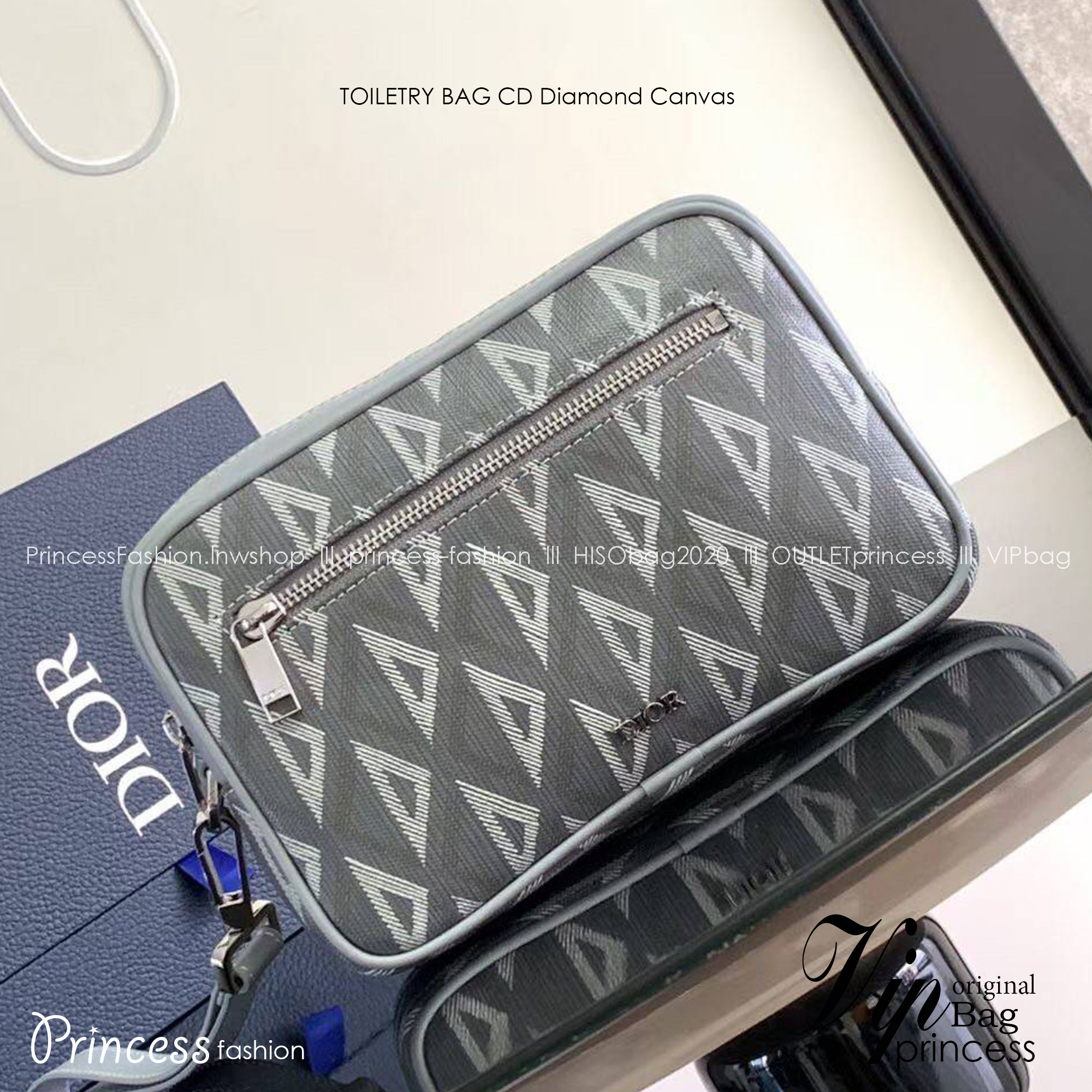 DIOR TOILETRY BAG Oblique Jacquard / Dior Toiletry Handbag พร้อมส่ง กระเป๋าถือมีสายคล้องมือ สวยหรูหราเป็นเอกลักษณ์แบรนด์ **สินค้าเกรดท็อปออริจินอล 1:1 สลับแท้ เกรดดีสุด ใช้งานต่างประเทศได้