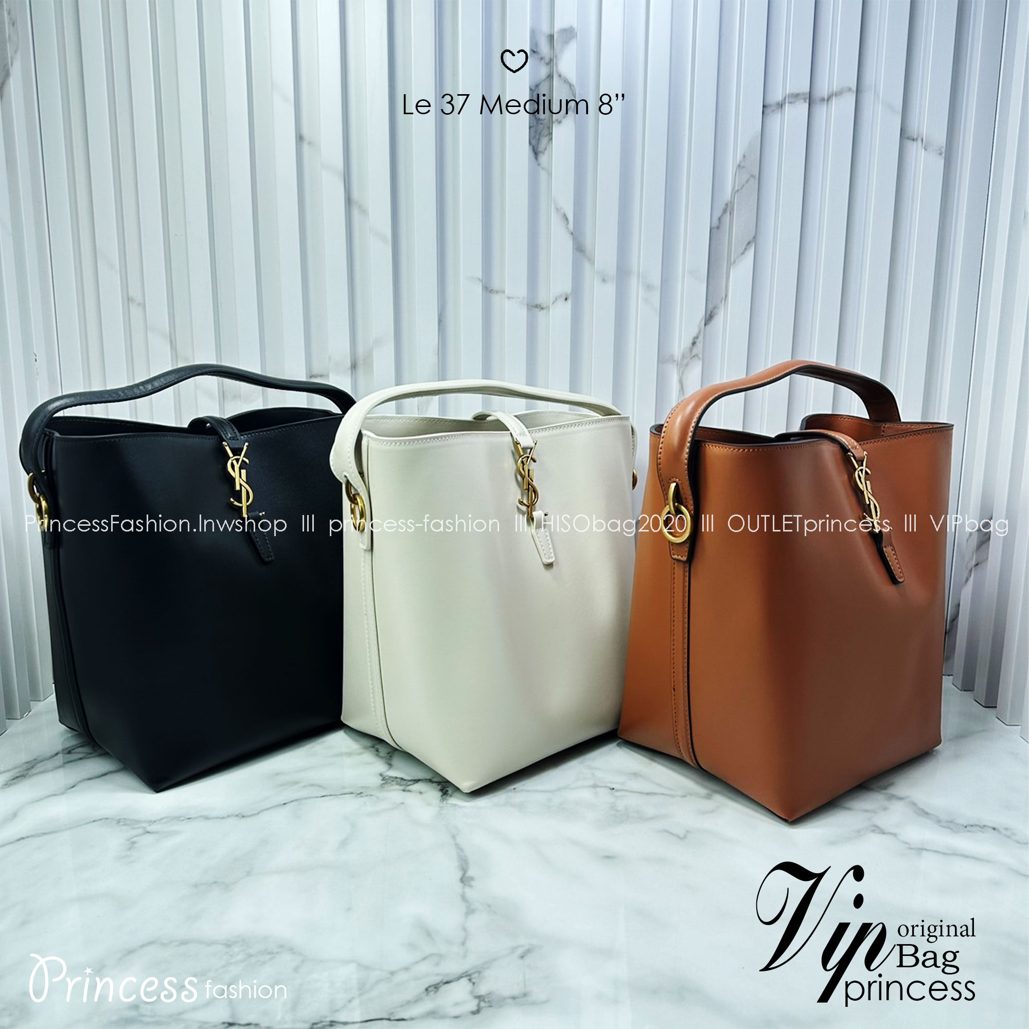 Medium 8" YSL Le 37 in shiny leather Hobo Bag / YSL Bucket Bag / YSL Tote Bag กระเป๋าสะพายทรงโฮโบโท้ท งานหนังสวยเต็มใบ อะไหล่ทองสวยคลาสสิก ราคาแสนดีแนะนำของมันต้องมีจริงๆ