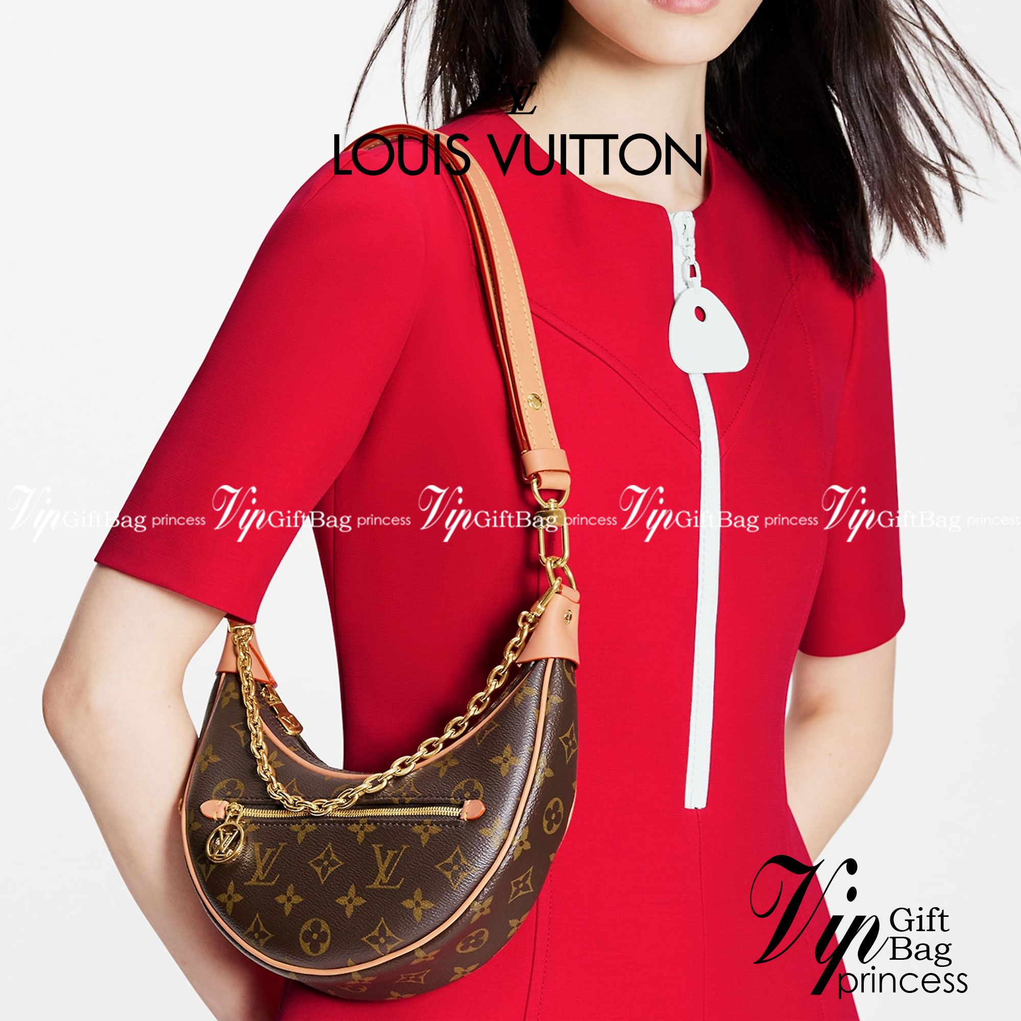 หนังแท้ LOUIS VUITTON LOOP BAG / LV MONOGRAM LOOP พร้อมส่งที่ไทย กระเป๋าสะพายรูปทรงกะทัดรัดและสายโซ่สำหรับสะพายไหล่ รวมถึงสายหนังแบบสะพายข้าง กระเป๋าซิปด้านหน้าปิดด้วยตัวดึงซิป LV Circle งานหนังแท้ทั้งใบ ออริจินอลเกรด ภาพสินค้าถ่ายจากงานขายจริง ใช้งานต่าง
