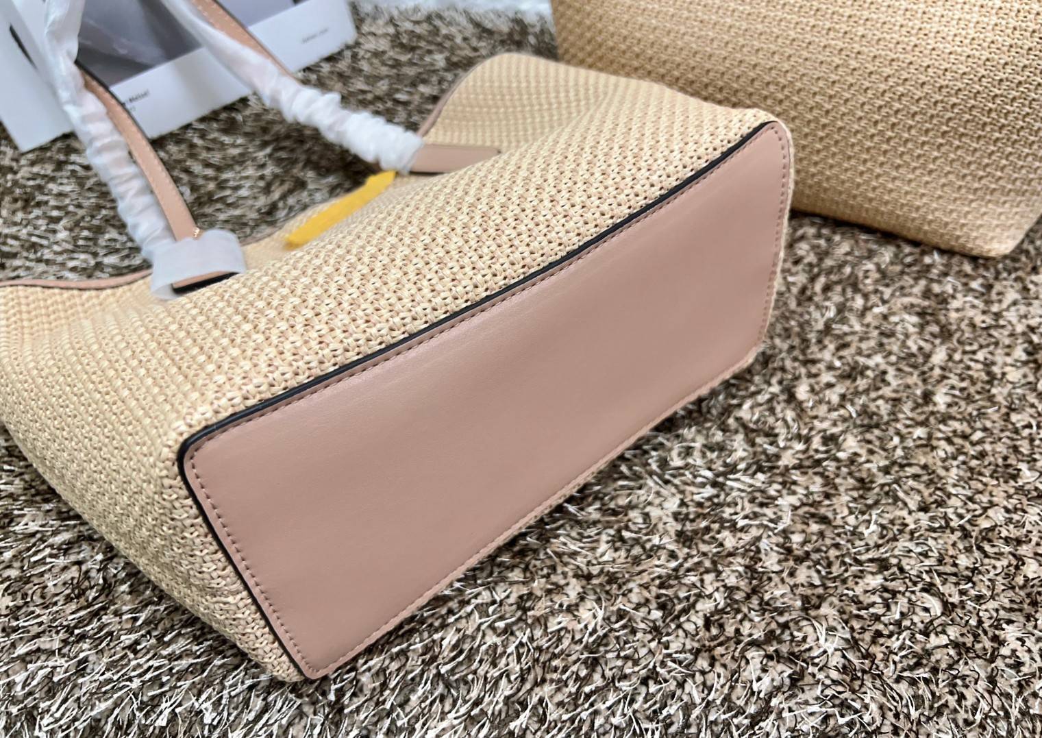 Coach Mini City Tote Bag In Straw And Smooth Leather 9" ((CS616)) กระเป๋าทรงโท้ทงานทอน้ำหนักเบา จุของได้เยอะ เกรดท็อปออริ เกรดดีสุด สลับแท้ 1:1 ใช้ต่างประเทศได้