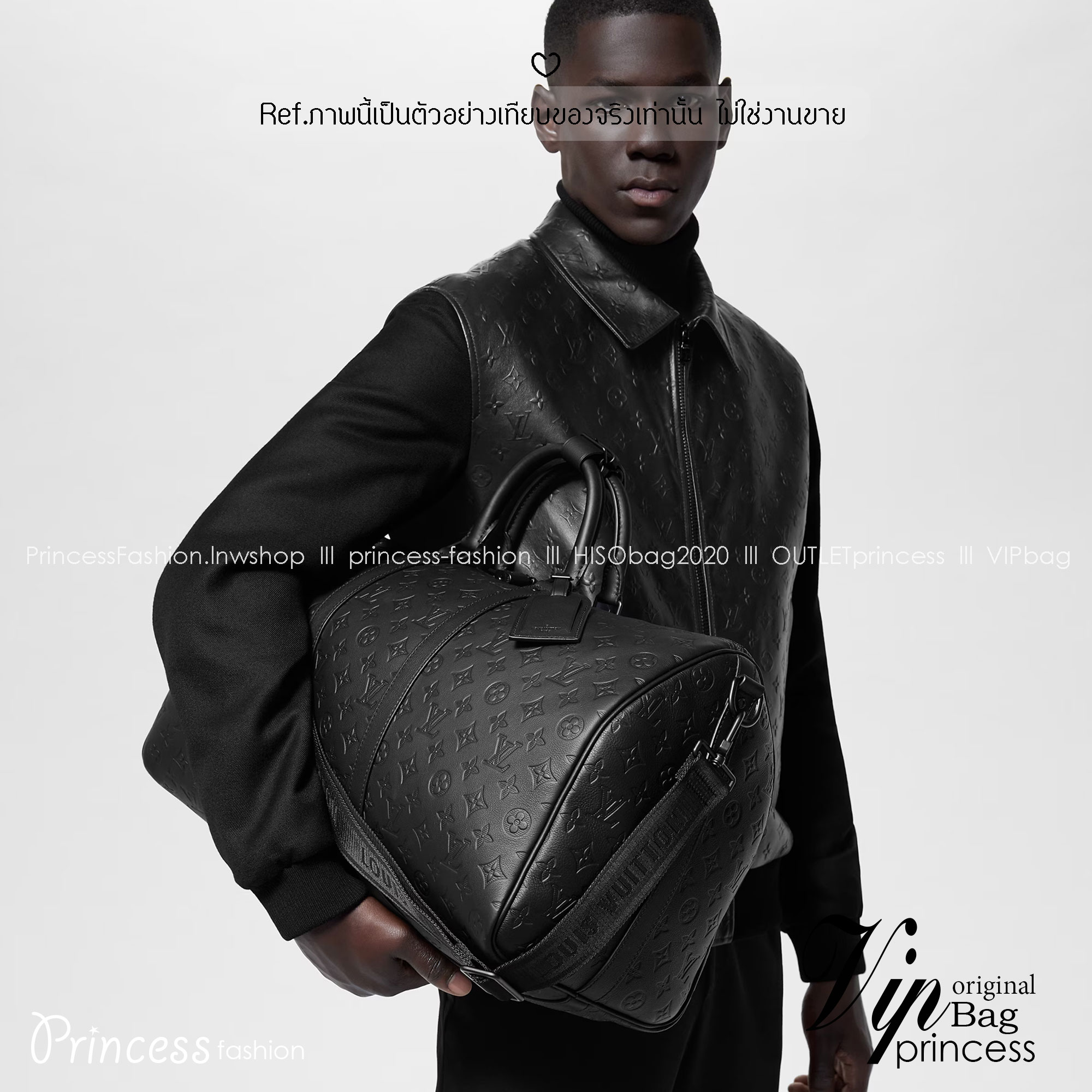 สลับแท้ LV Keepall Bandoulière 50 Bag กระเป๋าเดินทางหนังแท้ Monogram Shadow ปั้มลายนูน หรูหราและเทห์อย่างลงตัว เป็นรุ่นที่ขายดีตลอดกาล