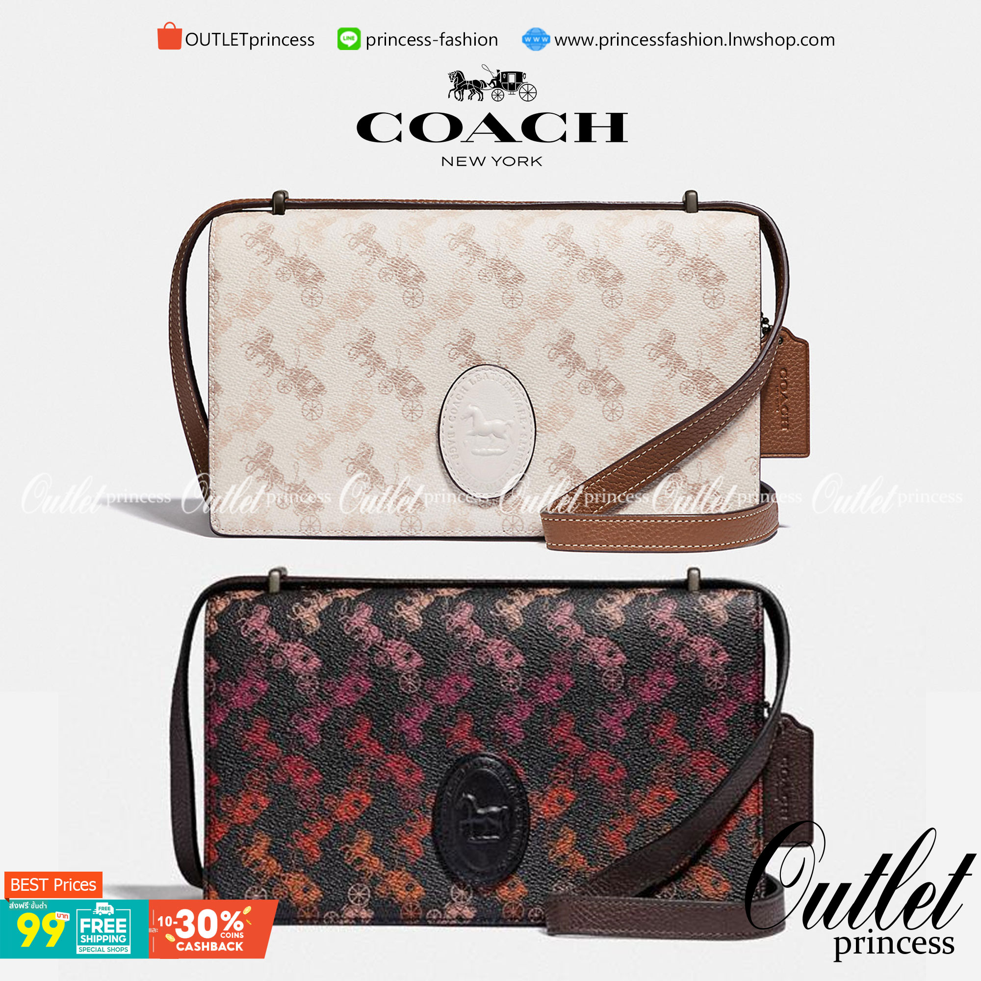 OUTLET 】COACH 88343 CAMILLE CROSSBODY WITH HORSE AND CARRIAGE PRINT AND ARCHIVE PATCH คอลเลคชั่นหายาก ที่สาวๆตั้งตารอ!! ด้วยดีไซน์ลุคผู้ดี ตกแต่งลวดลายออกมาดูโดดเด่น กับกระเป๋าสะพายที่ปรับใช้ได้หลายหลายสไตล์ สะพายไหล่สายคู่ สะพายข้างสายเดี่ยว หรือจะเอาสาย