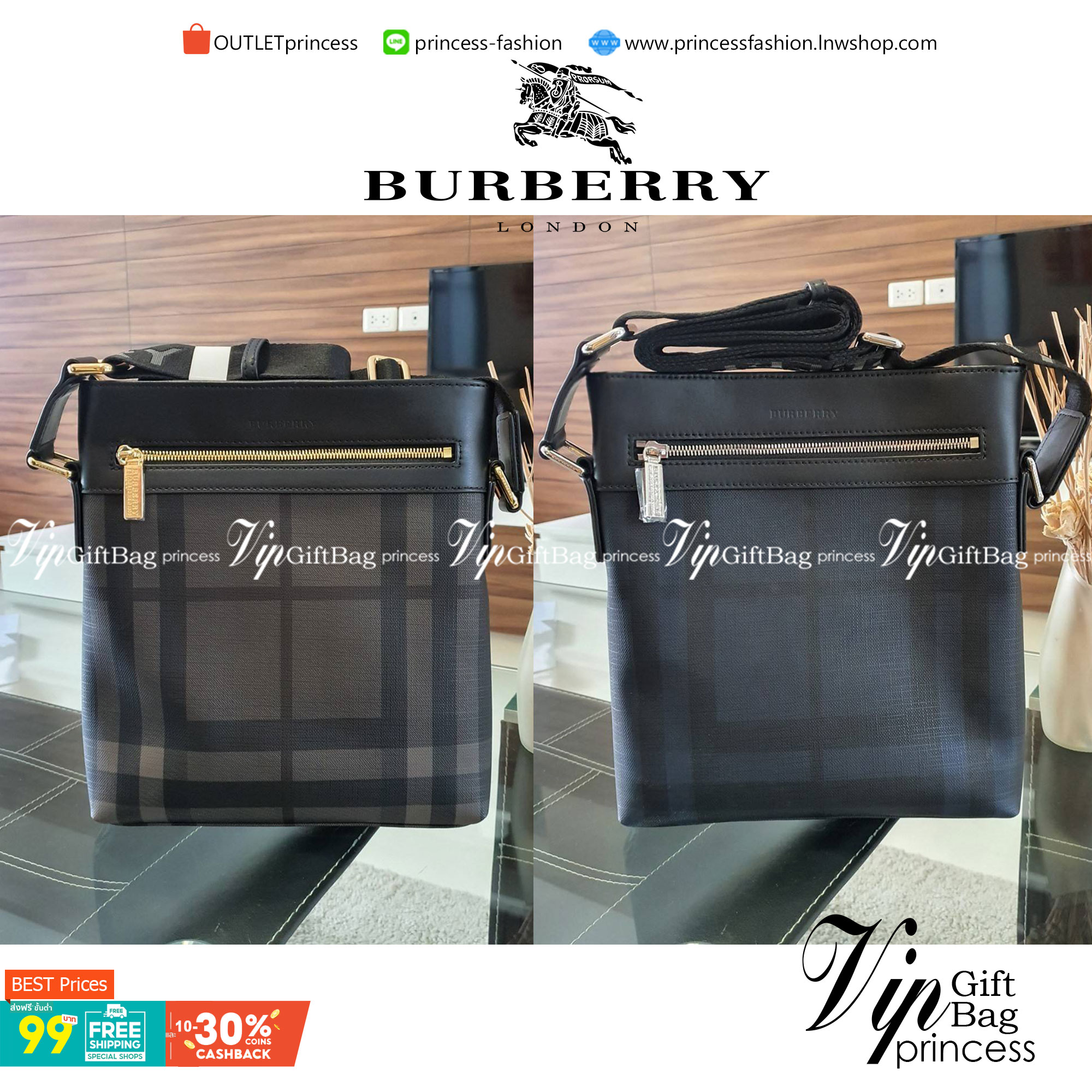 พร้อมเป็นของขวัญ มอบให้คุณผู้ชายแล้วค่ะ สำหรับ BURBERRY CROSSBODY VINTAGE BAG VIP GIFT WITH PURCHASE (GWP) พรีเมี่ยมกิ๊ฟ Limited Edition จากBURBERRY วัสดุหนังโทนสีสุภาพ คลาสสิก ตกแต่งด้วยซิปสะดวกใช้ด้านหน้า ช่องหลักเปิดปิดด้วยซิปยาวด้านบน พร้อมช่องซิปอีกห