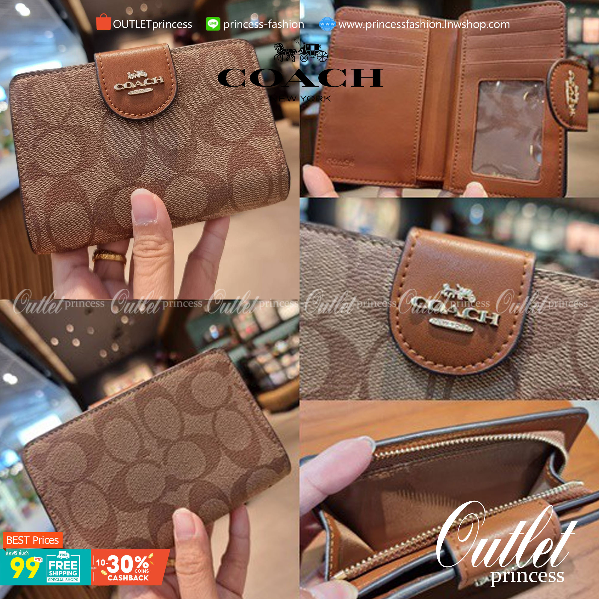 COACH C0082 MEDIUM CORNER ZIP WALLET IN SIGNATURE CANVAS ดีไซน์ใหม่ล่าสุด!! กระเป๋าสตางค์ใบกลาง 👛 ขนาดกำลังเหมาะมือ วัสดุหนังแคนวาสเคลือบลาย ดูแลรักษาง่าย มีช่องใส่บัตรและธนบัตรครบ และช่องซิปแยกไว้ใส่เหรียญ ครบเซ็ทแบบนี้เหมาะส่งต่อเป็นของขวัญที่สุ