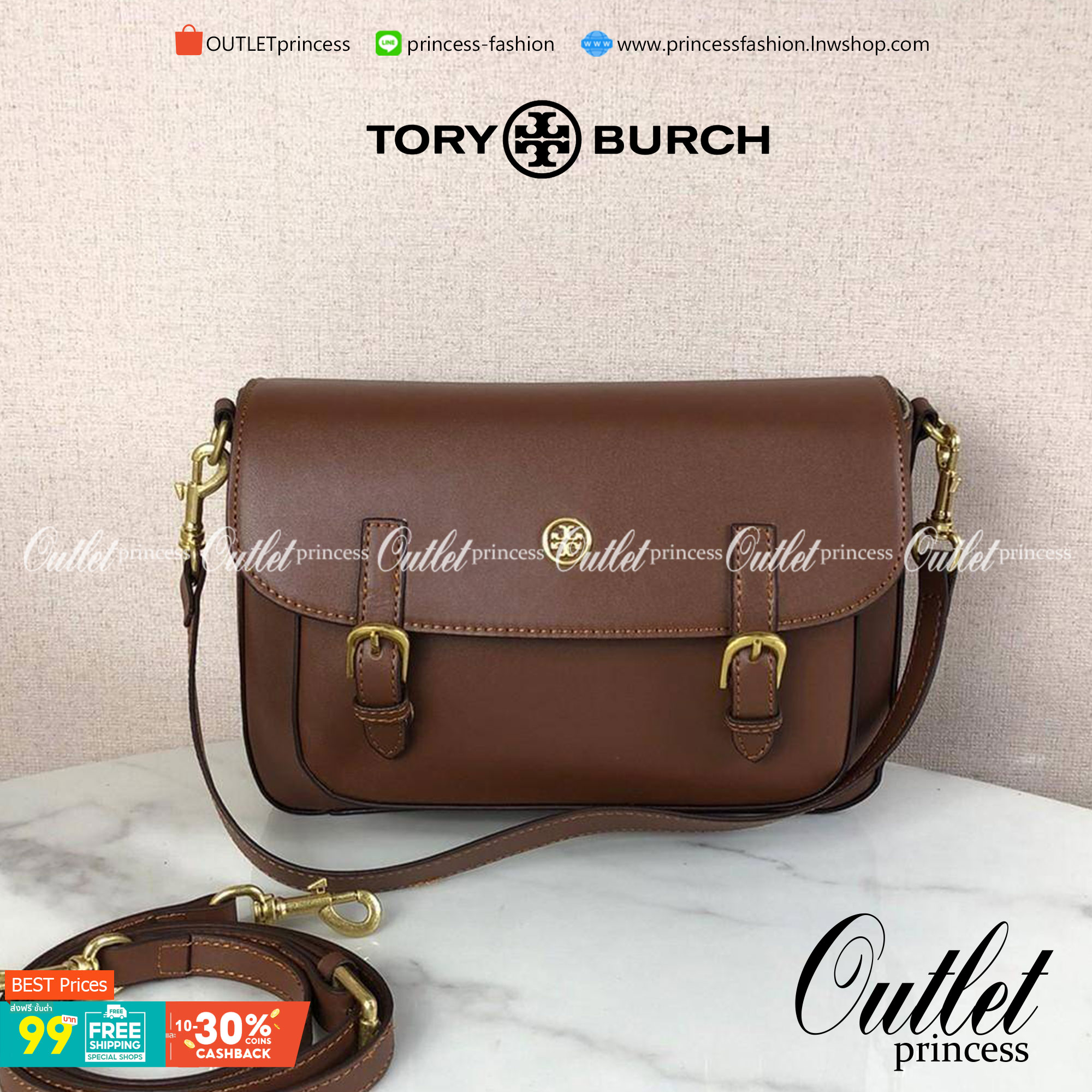 กระเป๋าถือและสะพาย TORY BURCH เปิด - ปิดกระเป๋าด้วยกระดุมแม่เหล็ก ด้านในแบ่งเป็น 2 ช่องใหญ่ และมี 1 ช่องซิป กับ 1 ช่องเล็กค่ะ สายสะพายสั้น 57 cm ถอดได้ ปรับไม่ได้ค่ะ สะพายสะพายยาว สามารถถอดและปรับได้ 3 ระดับค่ะ