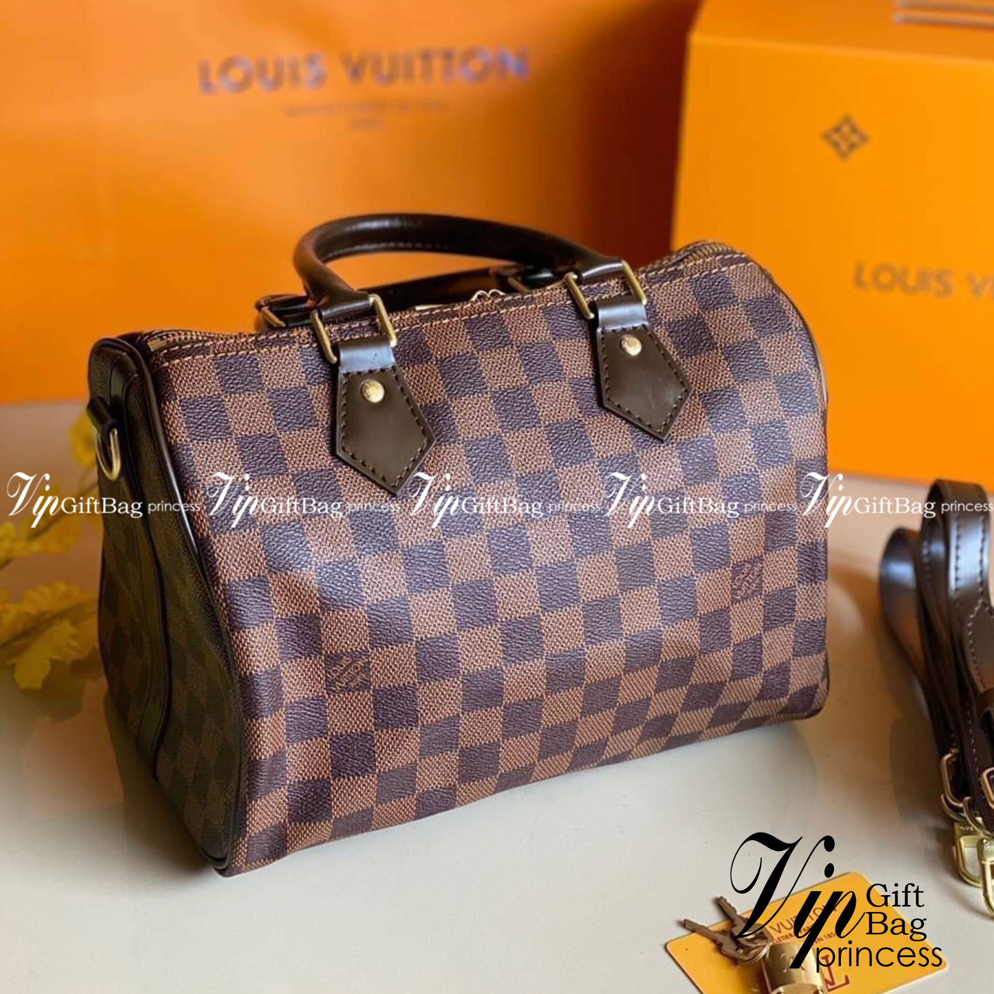LV Speedy 25 Damier Monogram เกรดออริจินอล พร้อมส่งที่ไทย ภาพสินค้าถ่ายจากงานขายจริง ใช้งานต่างประเทศได้