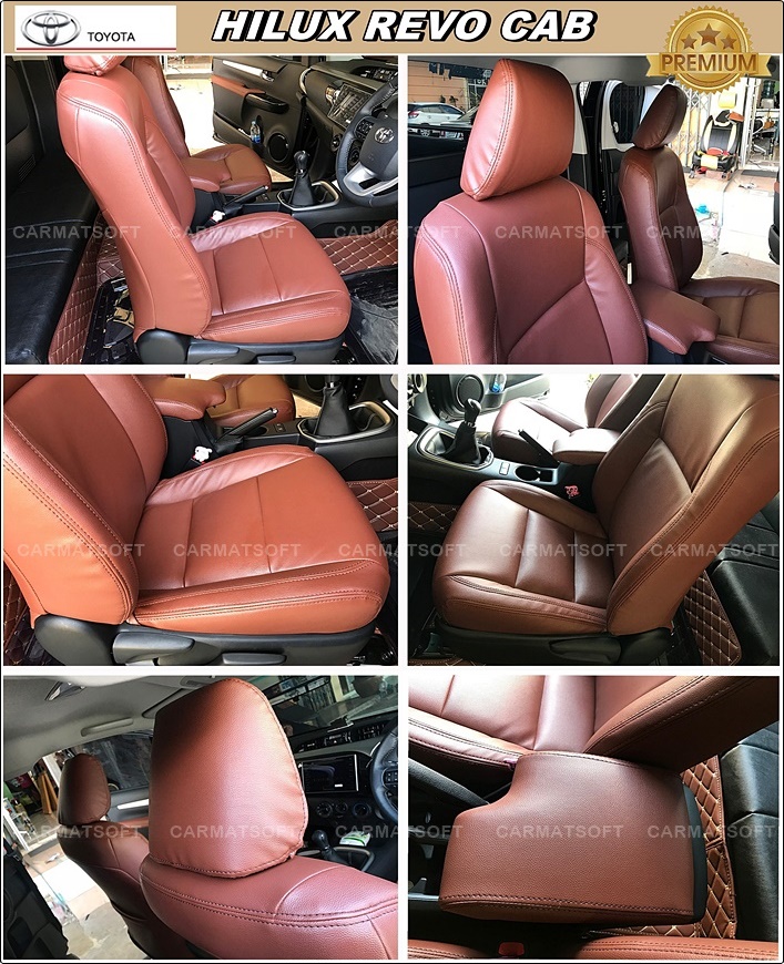 ชุดหุ้มเบาะรถยนต์ REVO CAB หนังPVC เกรดA หนา1มิล สีน้ำตาลเข้ม