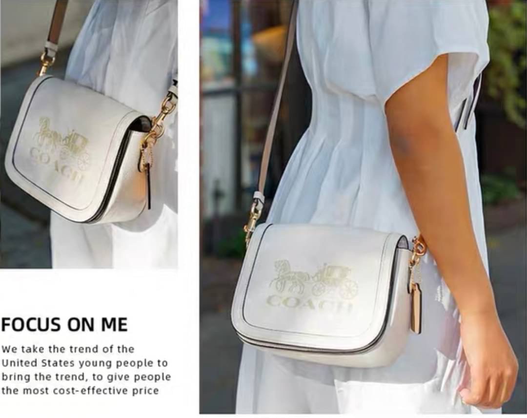 OUTLET 】COACH SADDLE BAG WITH HORSE AND CARRIAGE (COACH C4058) หนังกรวดละเอียดภายในกระเป๋ามัลติฟังก์ชั่น กระดุมแม่เหล็ก ซับในผ้านอกกระเป๋าเปิด สายสะพายถอดได้ สายสะพายยาว 22" สำหรับสะพายไหล่หรือ crossbody