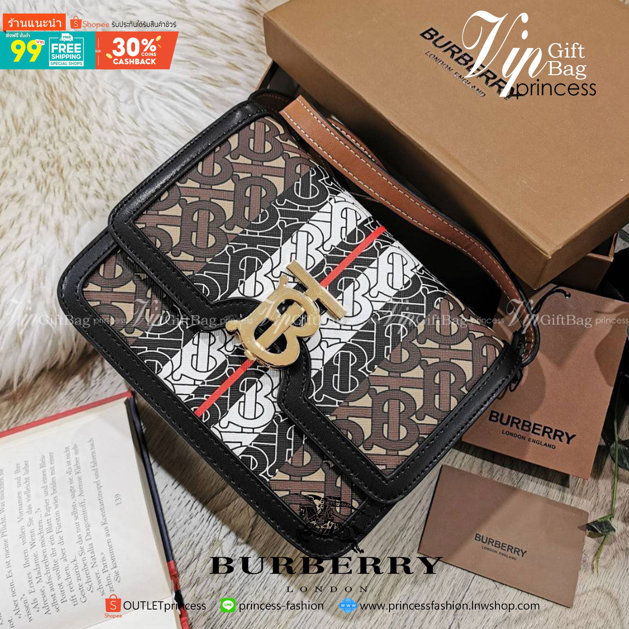 พรีเมี่ยมกิ๊ฟแท้ 100% 】BURBERRY FRAGRANCES LEATHER CROSSBODY BAG VIP GIFT WITH PURCHASE (GWP) กระเป๋าสะพายพรีเมี่ยมกิ๊ฟรุ่นใหม่ล่าสุด Limited จาก BURBERRY Perfume DutyFree