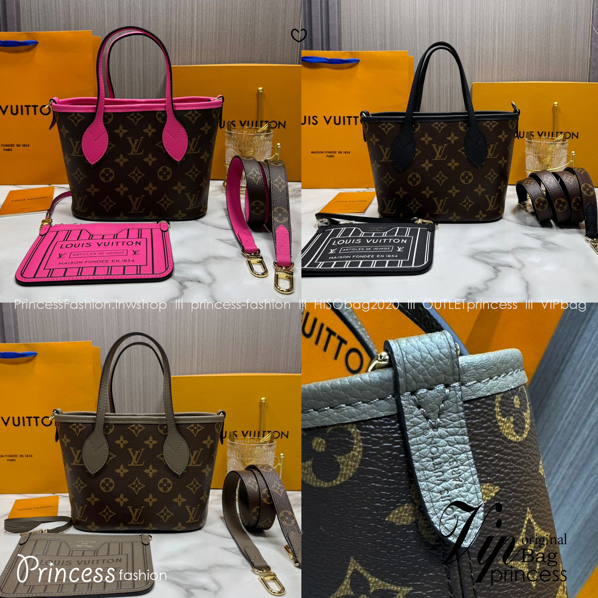 เกรดเทพ Top ORI | LV Neverfull Bandoulière Inside Out BB Bag กระเป๋าทรงโท้ทไซส์เล็ก พร้อมใบลูก กลับใช้งานได้ 2 ด้าน เกรดดีสุด หนังแท้ แคนวาสแท้