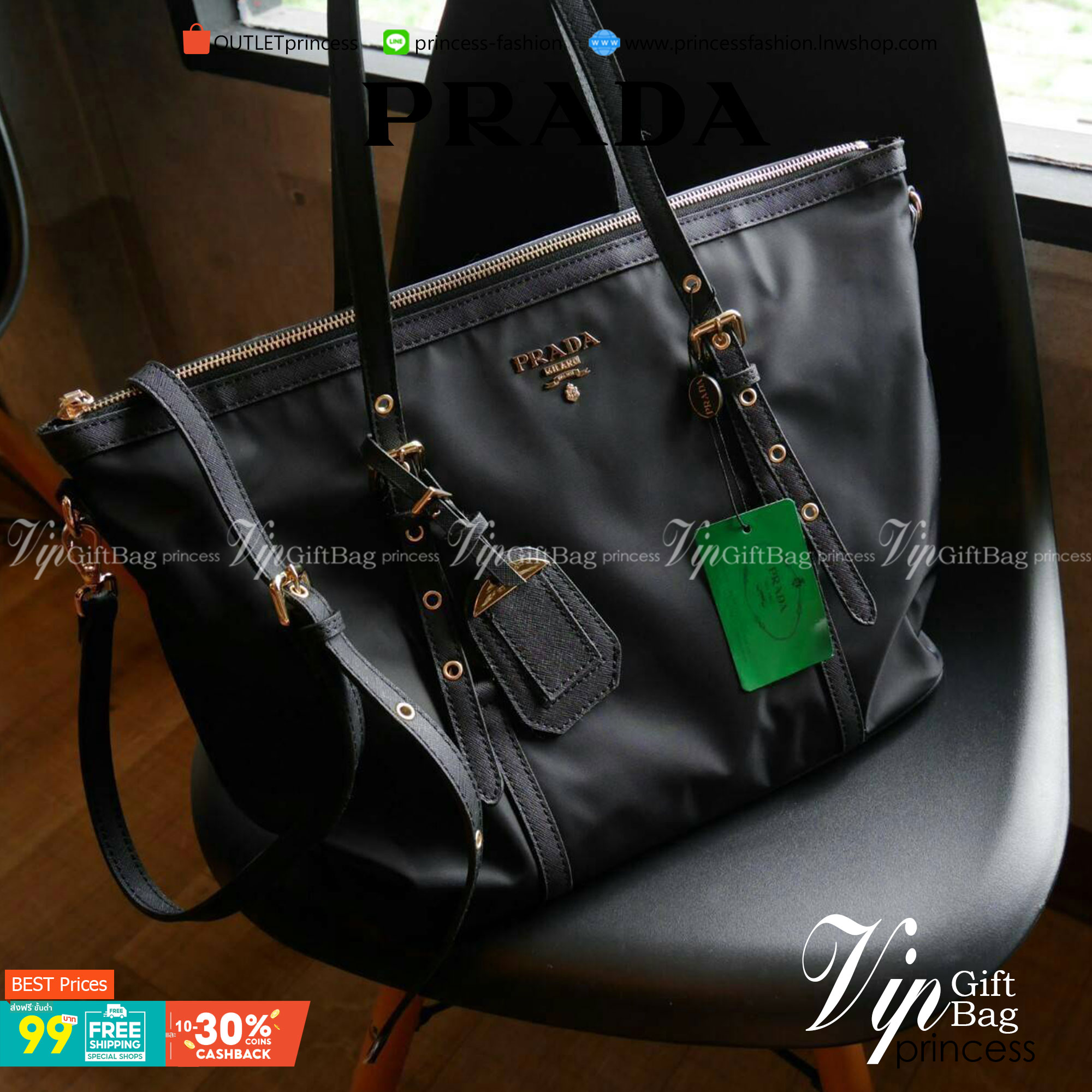 Best Price! & Hot item! สุดคุ้ม 👏👏 งานใบใหญ่ **ใส่ของจุใจ จากงานพรีเมี่ยมกิ้ฟ จากเคาเตอร์ต่างประเทศคะ แบรนด์ PRADA เป็น กระเป๋าผ้าไนล่อน ตามแบบฉบับของแบรนด์เลย หลงรักเลยคะ สะพายไหล่ได้ ถือก็สวยๆ ใช้แล้วสวยมากๆ ใส่ของได้เยอะเว่อร์ คุ้มราคา 