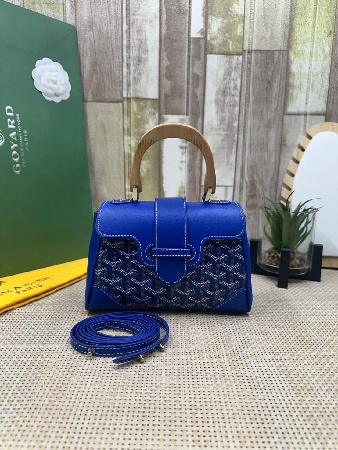 10 สี ORI หนังแท้ | GOYARD Saïgon Souple Mini Bag 20cm กระเป๋าถือ/สะพายดีไซน์หูจับไม้เป็นเอกลักษณ์ที่สวยหรูหราสง่างาม