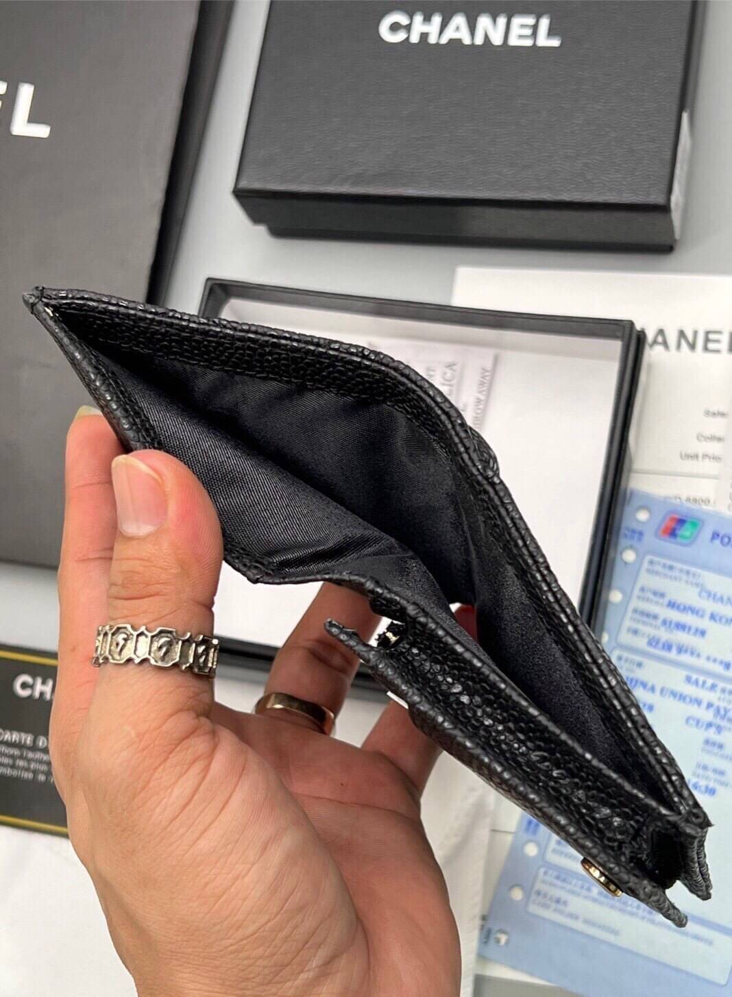 CHANEL Wallet Caviar / Chanel Short Wallet / Chanel Card Holder กระเป๋าสตางค์ชาแนลใบสั้น กระเป๋าใส่บัตร เกรดออริจินอล ภาพถ่ายจากงานขายจริง ใช้งานต่างประเทศได้