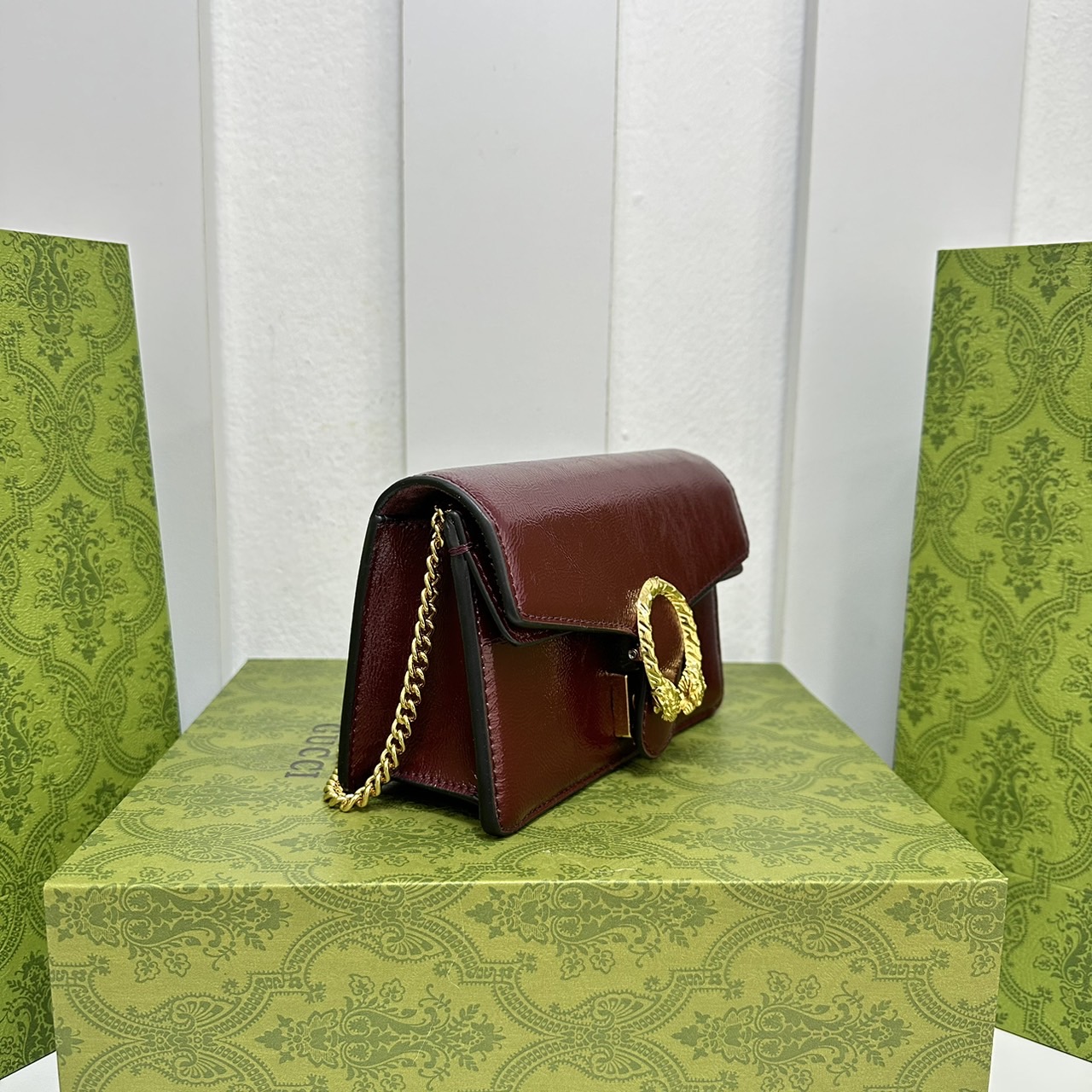 GUCCI DIONYSUS SUPER MINI BAG Patent Leather กระเป๋าสะพายหนังแก้ว เกรดออริ สลับแท้ 1:1 ใช้งานต่างประเทศได้