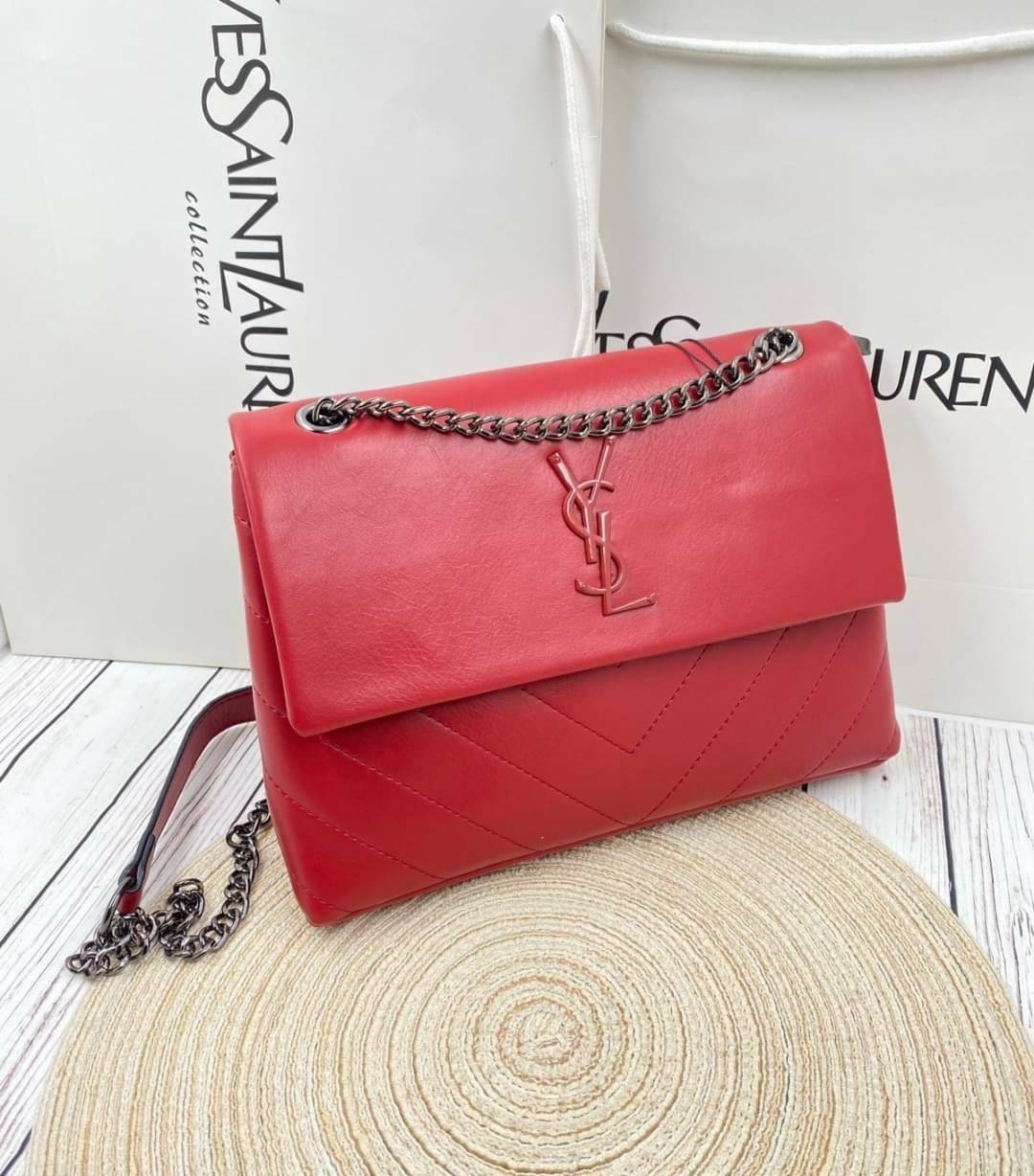 VIP 🥂 YVES SAINT LAURENT Large Sunset Shoulder Bag / YSL Shoulder Bag 11" ภาพสินค้าถ่ายจากงานขายจริง พร้อมส่งที่ไทย