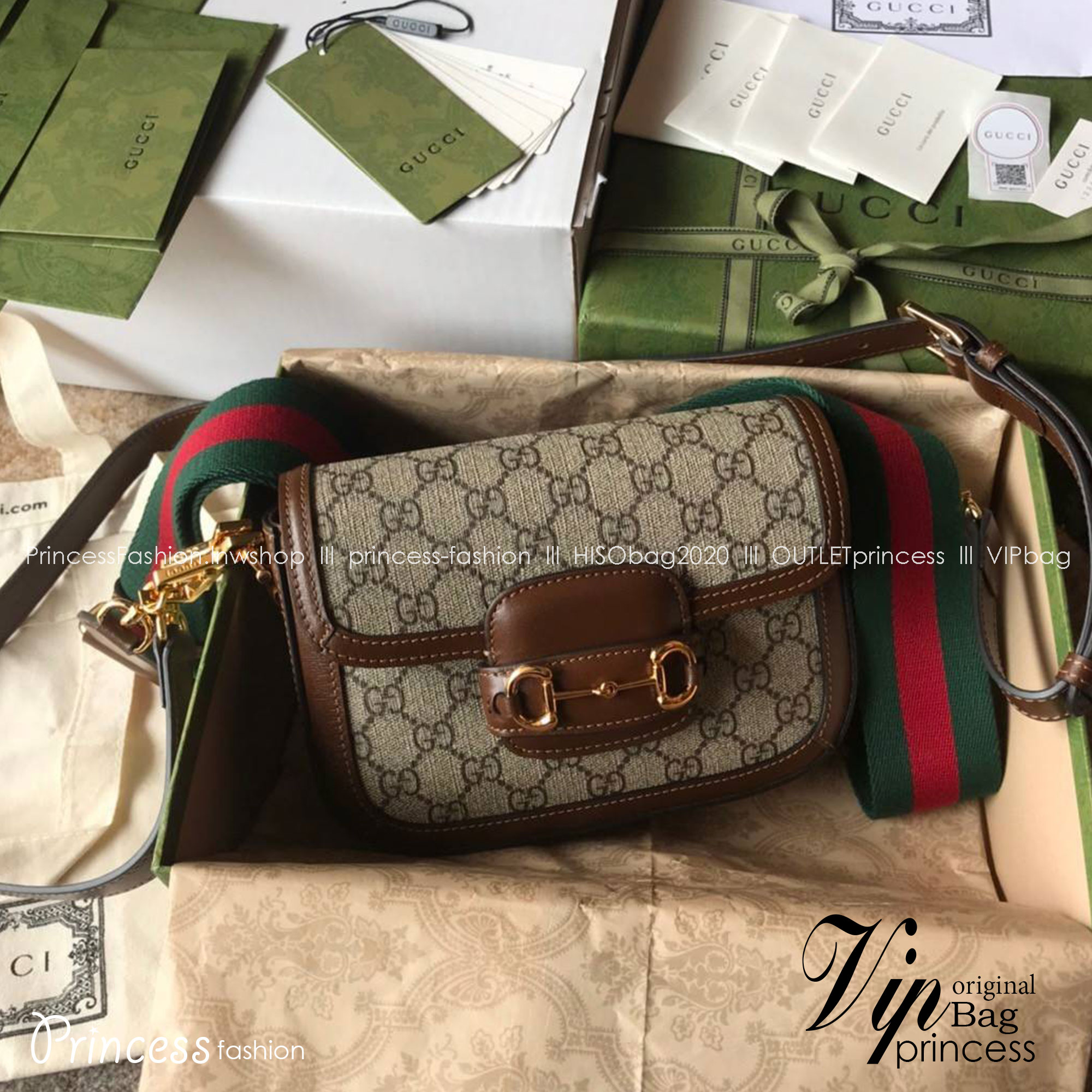 Gucci Horsebit 1955 mini bag GG Supreme in canvas พร้อมส่ง เกรดท็อปออรินอล งานเหมือนสุด หนังแท้ สวยงามตามรูป