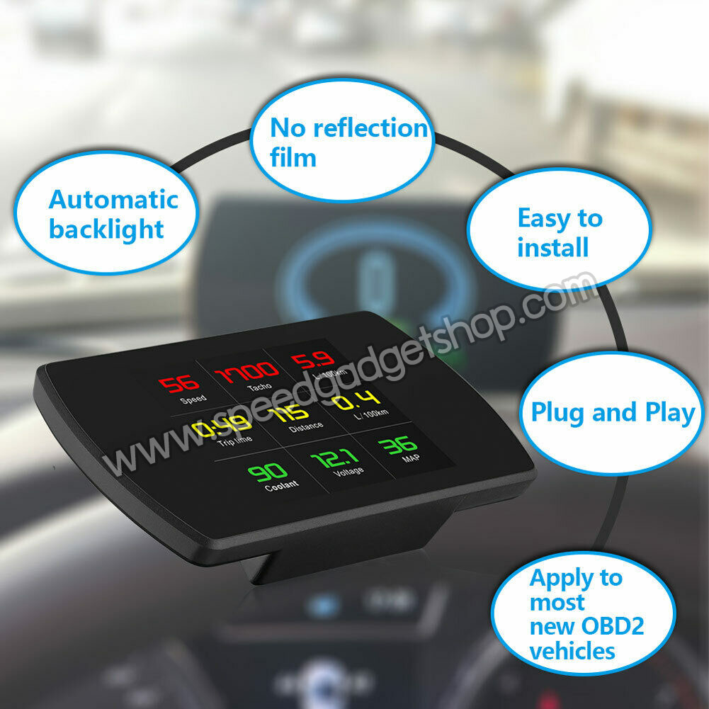 เกจวัด OBD obd2 Smart gauge Display Meter รุ่น P12 เกจวัดความร้อนหม้อน้ำ เกจวัดความเร็ว วัดรอบ วัดแบต แบบมีเสียงเตือน ติดตั้งกับ port obd2 ไม่ต้องตัดต่อสายไฟ (อ่านโค้ด ลบโค้ด เครื่องยนต์ได้)