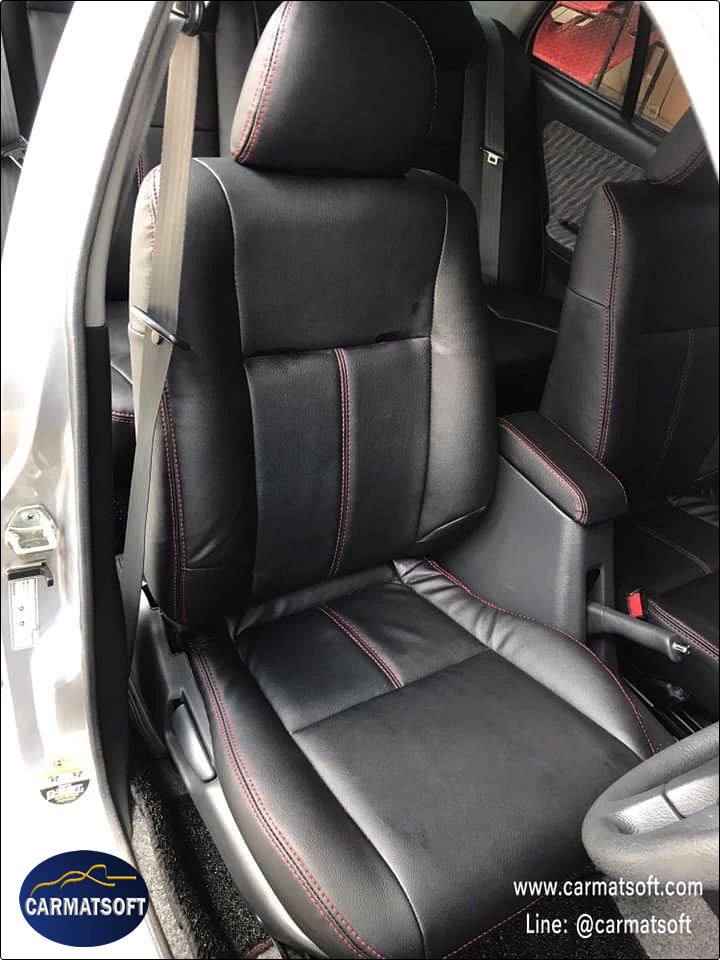 ชุดหุ้มเบาะรถยนต์ CITY TYPE-Z ปี1999-02 หนังPVC เกรดA หนา1มิล สีดำด้ายแดง