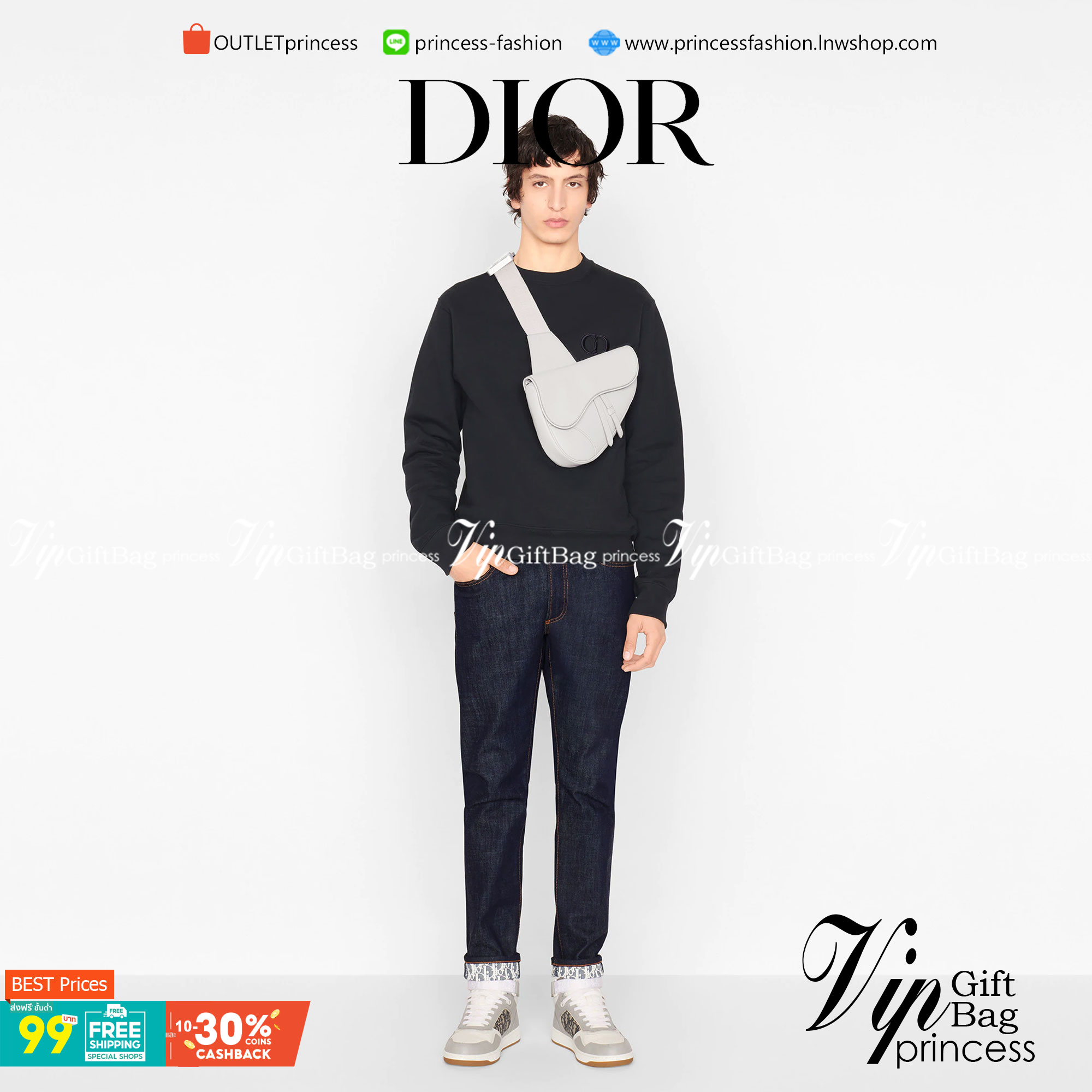 หนังแท้ CHRISTIAN DIOR SADDLE BAG GRAY Grained Calfskin พร้อมส่งที่ไทย ออริจินอลหนังแท้ทั้งใบ ภาพสินค้าถ่ายจากงานขายจริง ใช้งานต่างประเทศได้