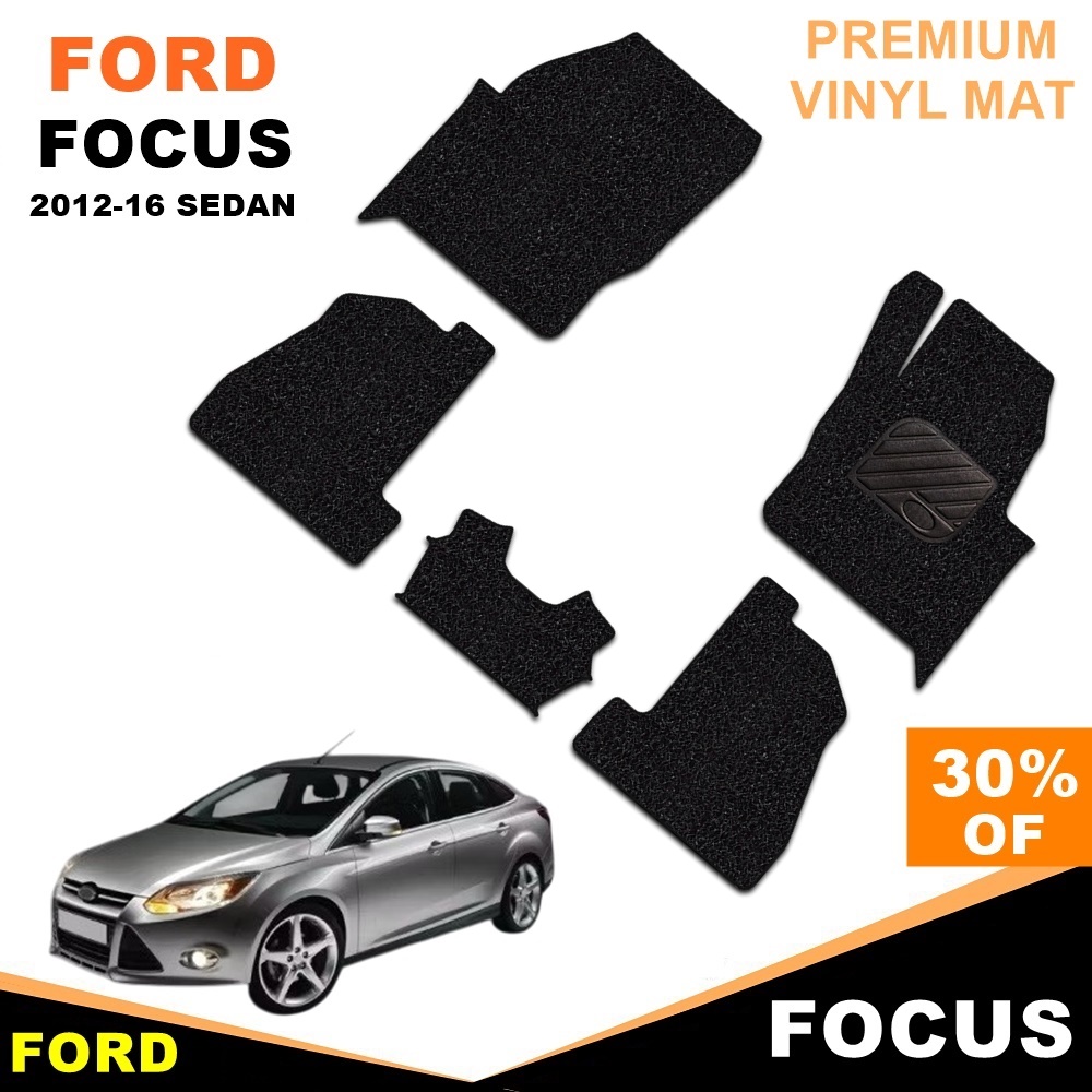 พรมดักฝุ่นไวนิล FORD FOCUS 2012-16 SEDAN พรมดักฝุ่นในรถ สวยงาม หนานุ่ม เข้ารูป 5ชิ้น