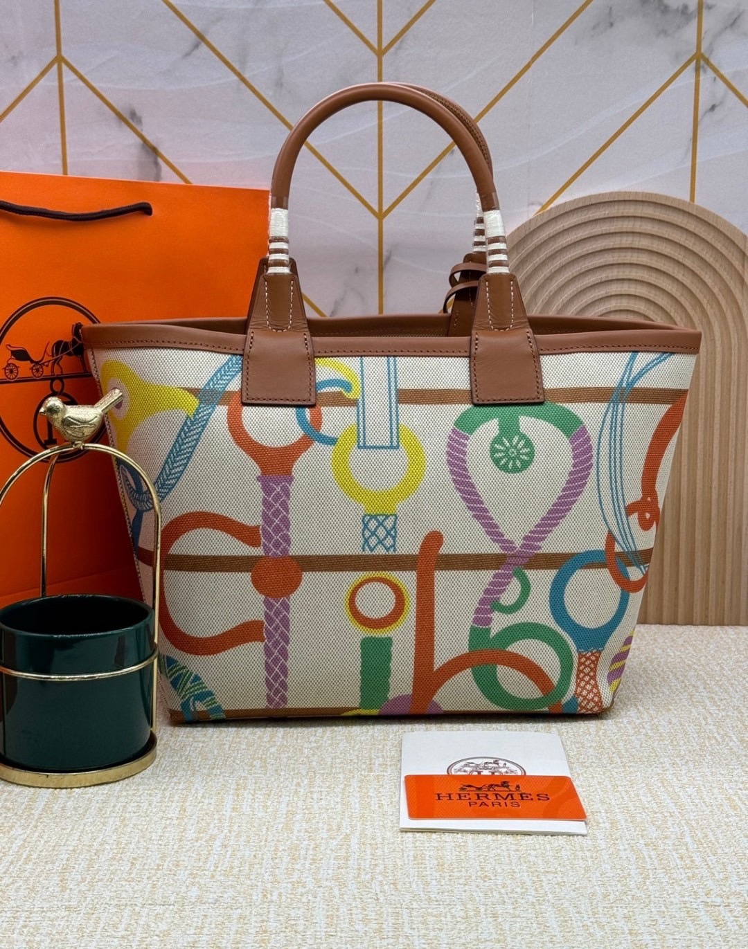 HERMES Steeple Tote Bag / H Steeple canvas tote bag 30cm กระเป๋าทรงโท้ทแคนวาสอย่างดี พิมพ์ลายคมชัด ลายใหม่สวยหรู เกรดออริ สลับแท้