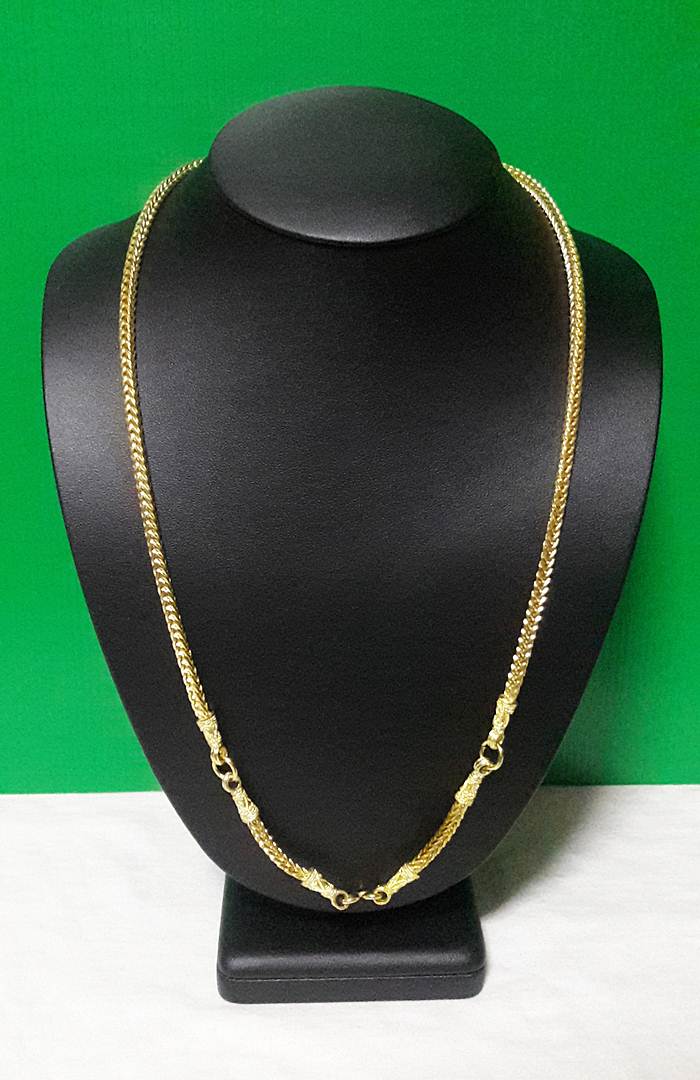 สินค้าหมดค่ะ สร้อยคอทองเหลืองลายกระดูกงูสี่เสา(ใส่พระได้ 3 องค์)ค่ะ