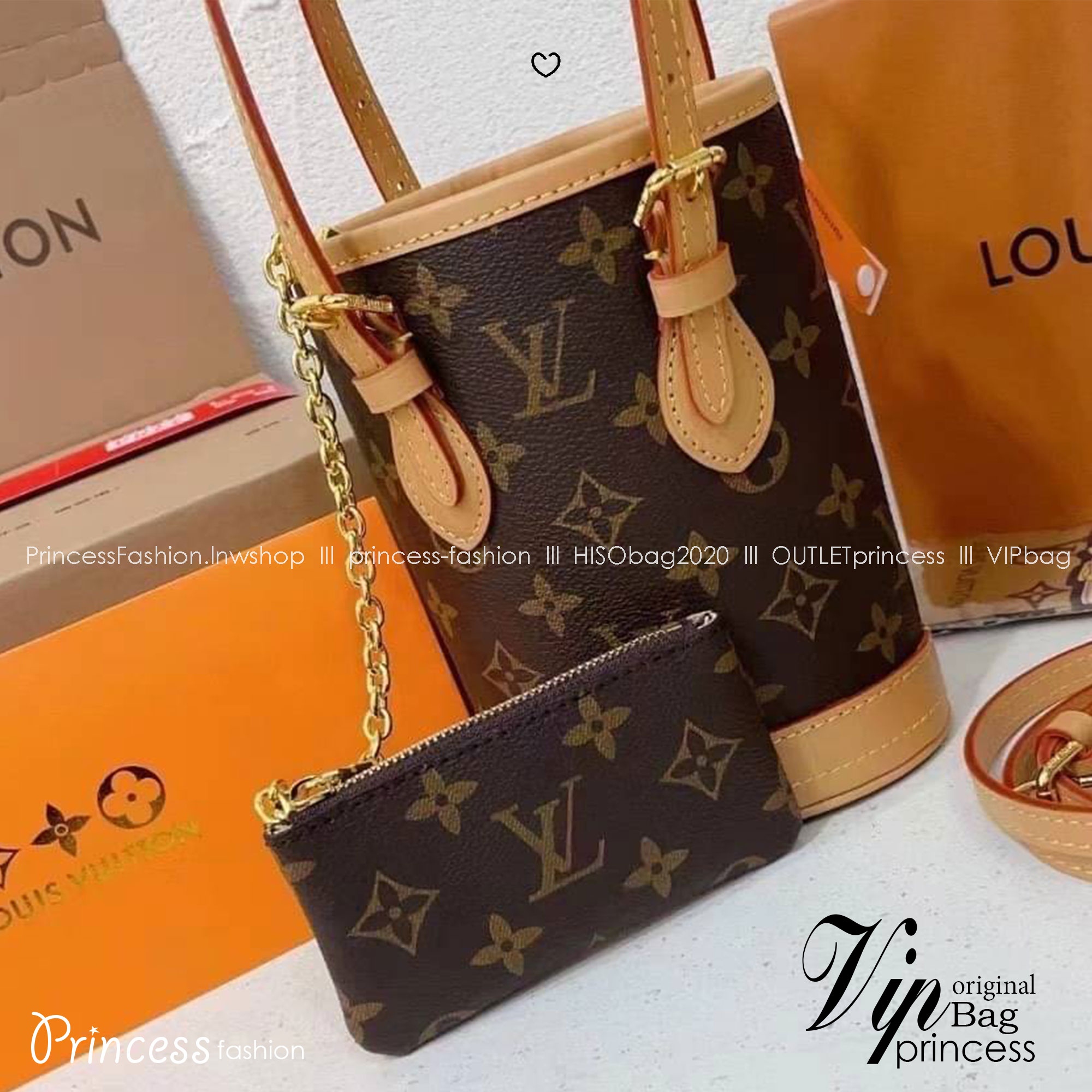 LV Bucket Vintage Bag 5" กระเป๋าสะพายทรงบัคเก็ตวินเทจขนาดเล็กน่ารัก พร้อมใบเล็ก สวยหรู ดูผู้ดี