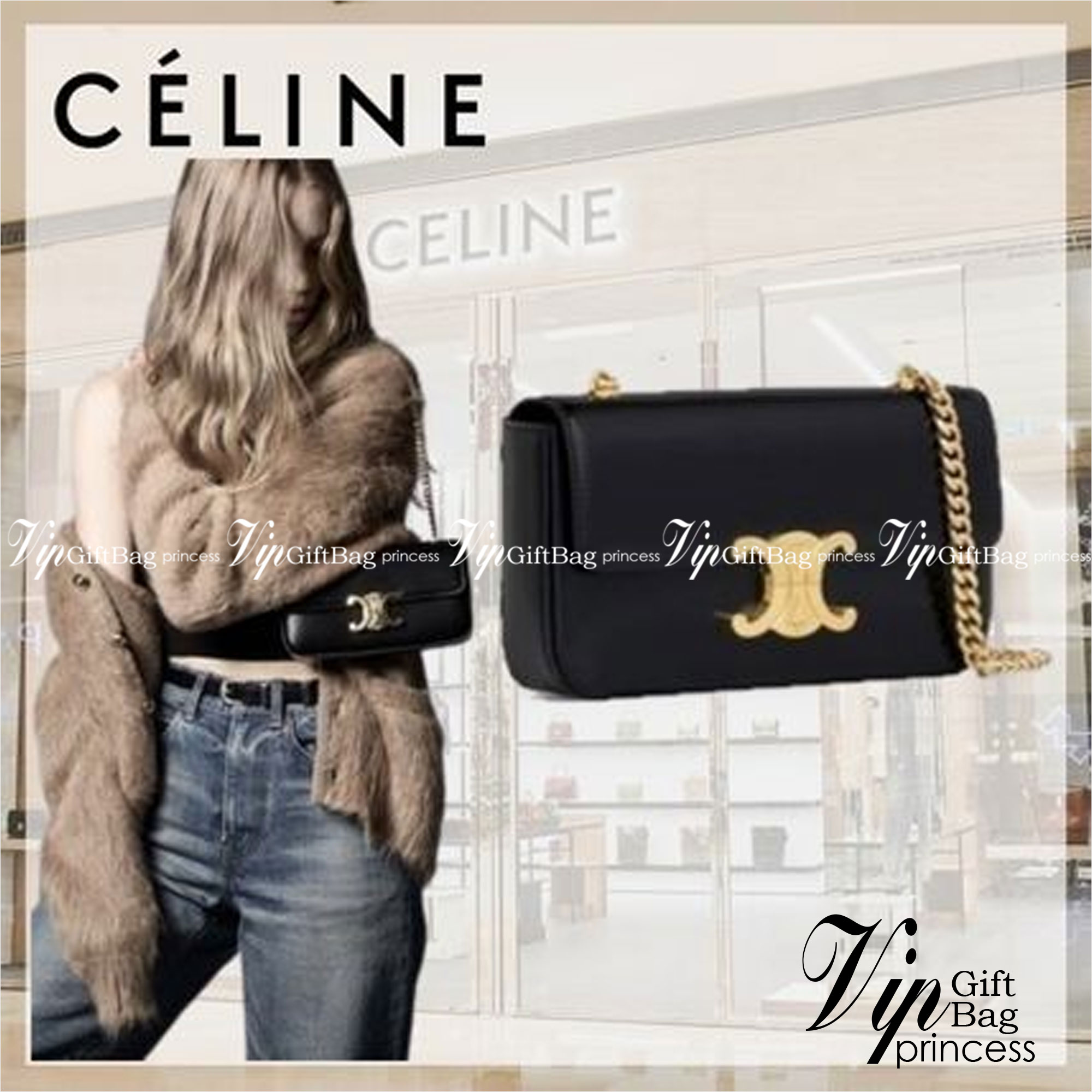 หนังแท้ CELINE CHAIN SHOULDER BAG / CELINE TRIOMPHE พร้อมส่งที่ไทย กระเป๋าเรียบหรูและดูทันสมัย ให้คุณเลือกสะพายในชีวิตประจำวันเข้ากับการแต่งตัวสบาย ๆ หรือจะสะพายออกงานปาร์ตี้สังสรรค์ก็ช่วยให้คุณดูโดดเด่น มีรูปทรงที่ดูแข็งแรงจึงไม่เสียรูปทรงแม้ใส่ของจำนวนม