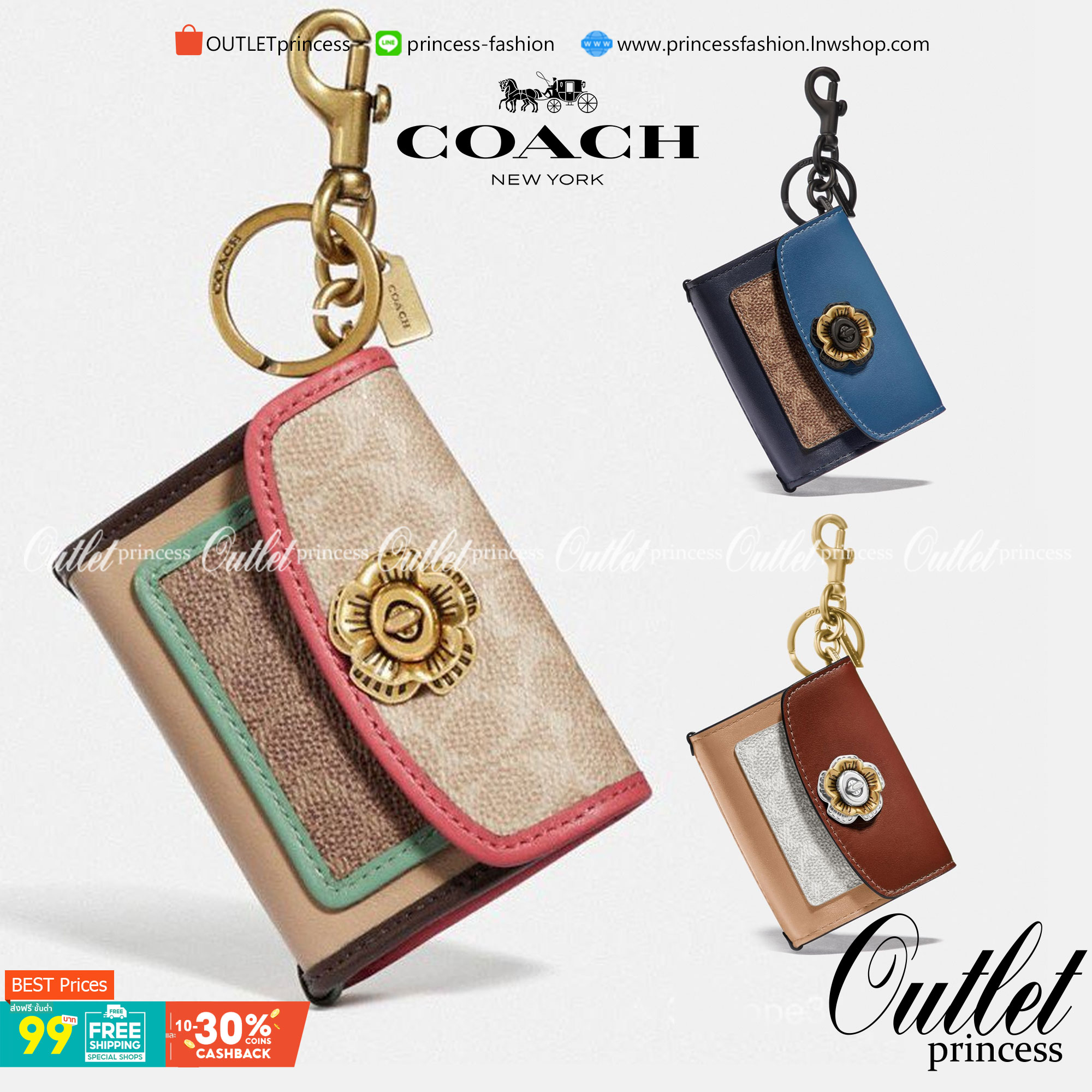 พวงกุญแจสวยๆ ไว้คล้องกระเป๋าใบสวยยกันค๊าา😘 COACH PARKER CHARM COLORBLOCK SIGNATURE ✔️พวงกุญแจจากแบรนด์ Coach สินค้าจำนวนจำกัดนะคะ❗️ ✔️สามารถใช้เป็นพวงกุญแจ//หรือใส่เหรียญด้านในกระเป๋าได้ค่ะ//เปิดปิดแบบกระดุมนะคะ