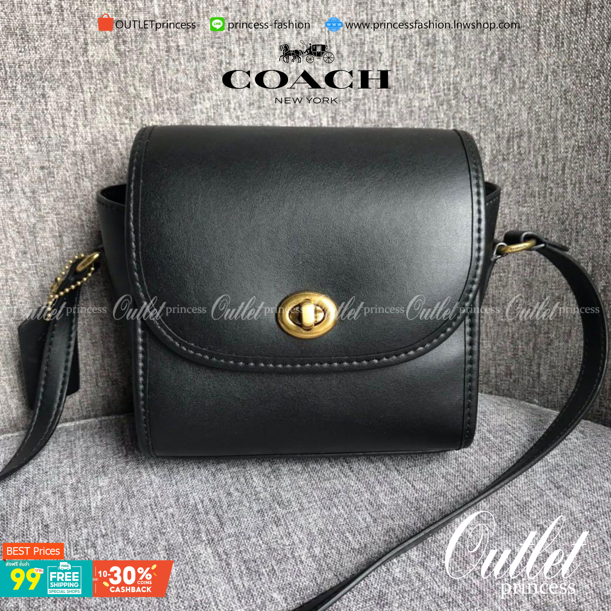 COACH Turnlock Lunchbox Pouch In Signature Canvas COACH Lady กระเป๋าสะพาย FM1981-144