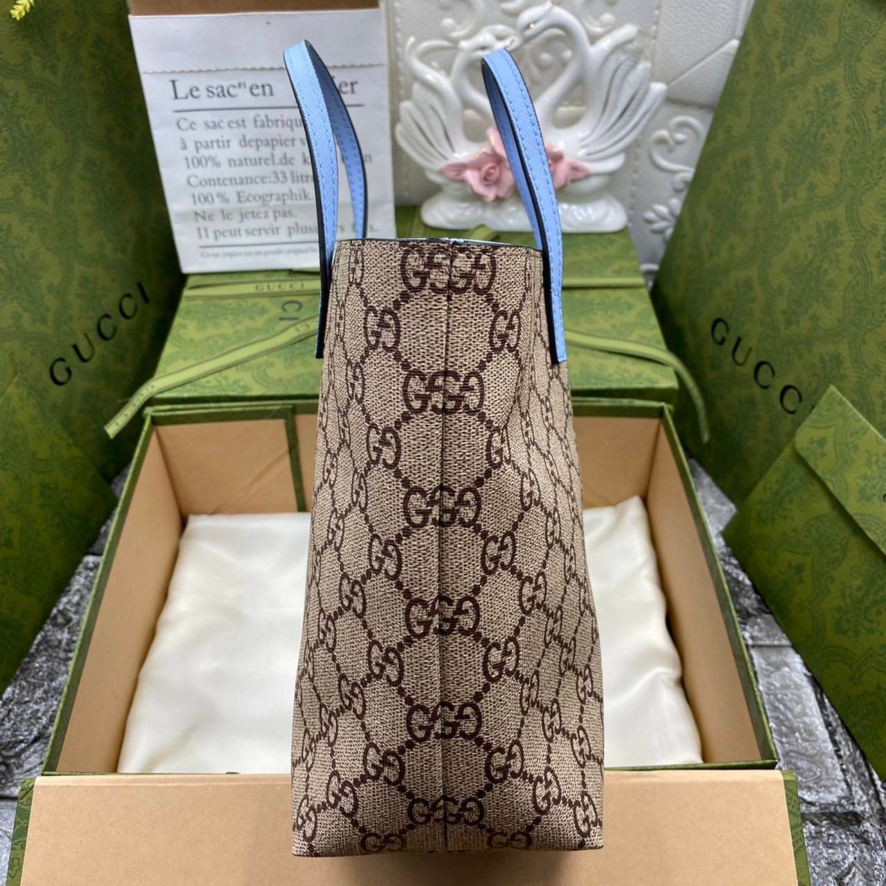 VIP 】Animal-Friendly Gucci Kid GG Supreme Tote Bag งานหนังแท้ทรงตั้งสวย ขนาดกะทัดรัด จุของได้เยอะ ใช้ได้ทั้งเด็กและผู้ใหญ่ น่ารักมากค่ะ **ขายดีตลอดกาล**