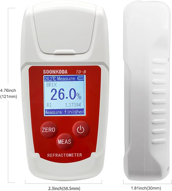 เครื่องวัดความหวานน้ำเชื่อม น้ำผึ้ง น้ำผลไม้เข้มข้น แยมผลไม้ ซอส ทุเรียน ผลไม้ เครื่องดื่ม ระบบดิจิตอล ช่วงวัด 0-93% Brix