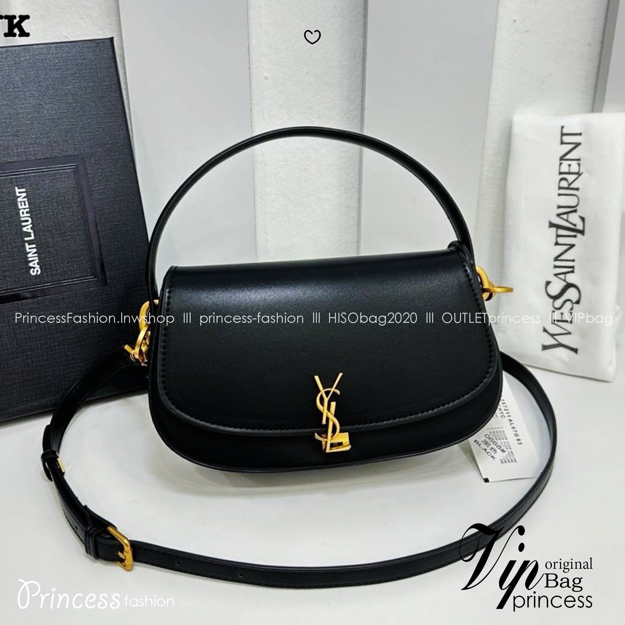 YSL VOLTAIRE in BOX กระเป๋าสะพายทรง Half-moon shoulder bag ดีไซส์หรูหราทันสมัย เรียบหรูดูแพง งานหนังสวยเต็มใบ สีดำอะไหล่ทองสวยคลาสสิก ราคาแสนดีที่สุด 🧡เกรดวีไอพี ไฮเอน ใช้งานต่างประเทศได้
