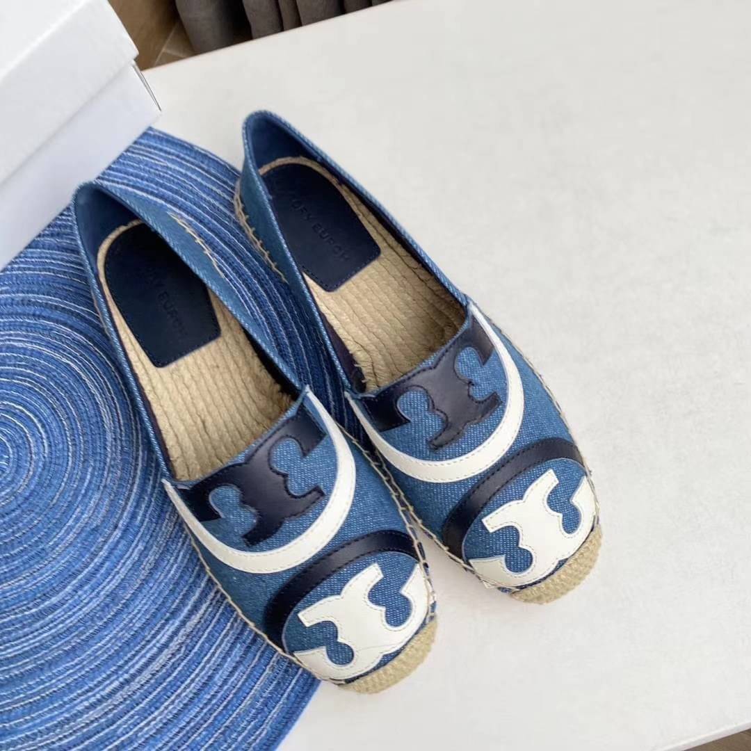 Tory Burch Espadrilles / Tory burch Poppy Espadrille Canvas / TORY BURCH SHOES เกรดออริจินอล พร้อมส่ง ภาพถ่ายจากสินค้าจริง ใช้งานต่างประเทศได้