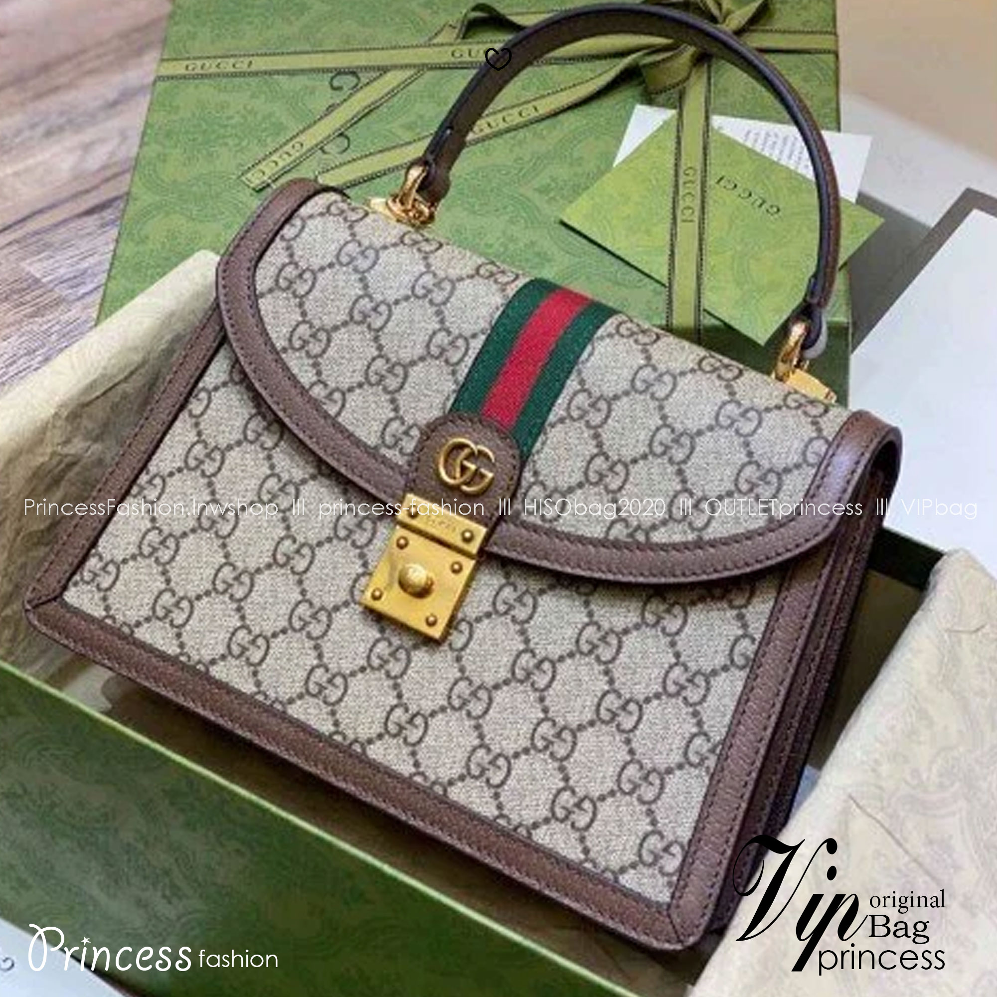 GUCCI Ophidia small top handle bag with Web กระเป๋าถือดีไซส์สวยหรูย้อนยุค พร้อมสายสะพายข้าง สวยสะดุดตาแฝงความไฮน์ในตัว
