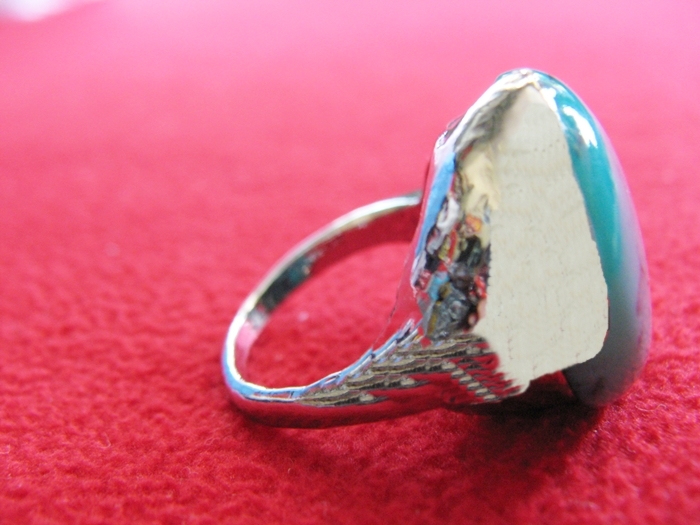 สินค้าหมดค่ะ แหวนหินเทอร์ควอยส์สีเขียว โรเดียมสีเงิน(มีโชค)แบบ8ค่ะ