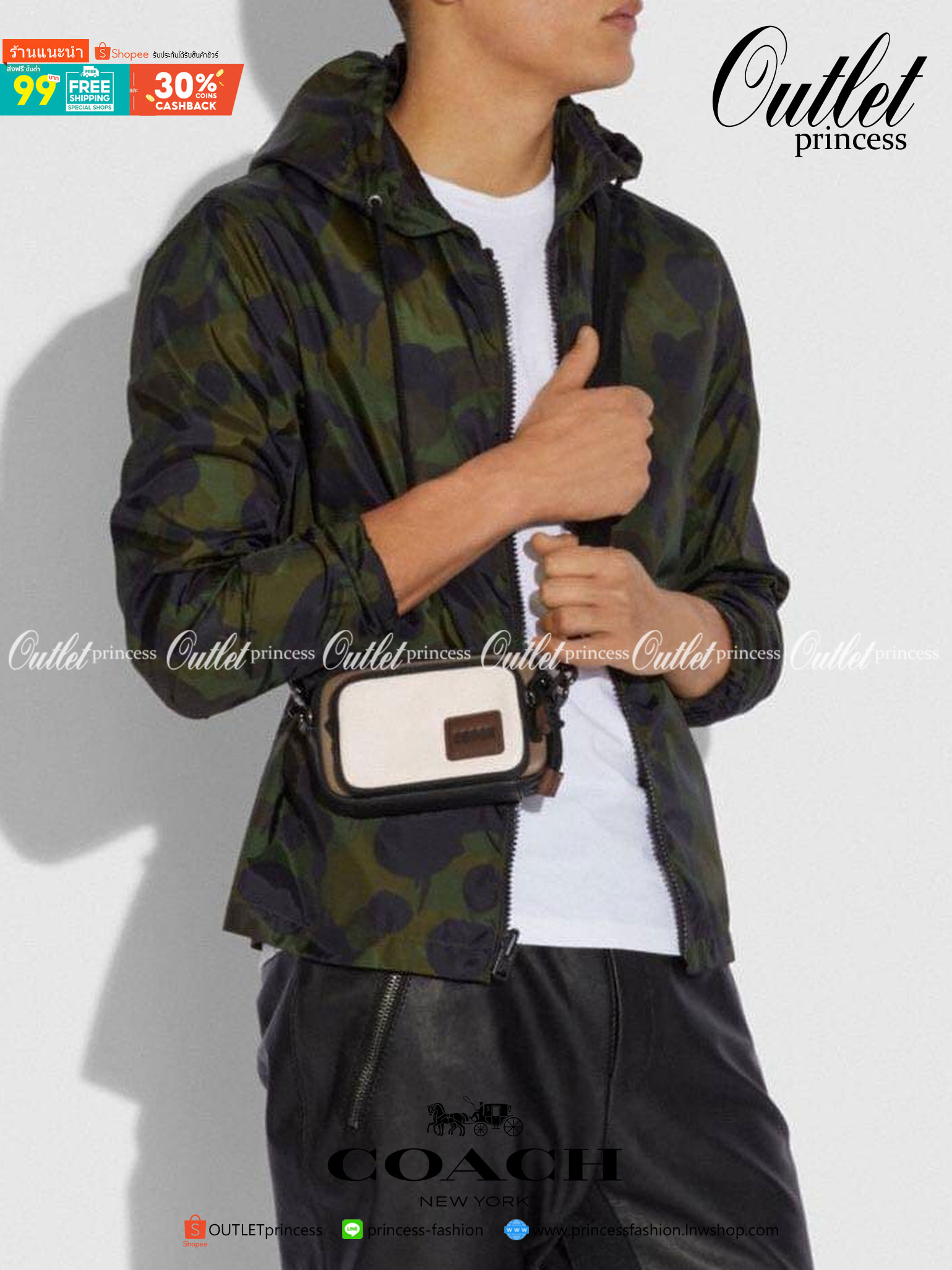 OUTLET 】Coach Pacer Convertible Double Pouch In Colorblock Signature Canvas With Coach Patch พร้อมส่งที่ไทย