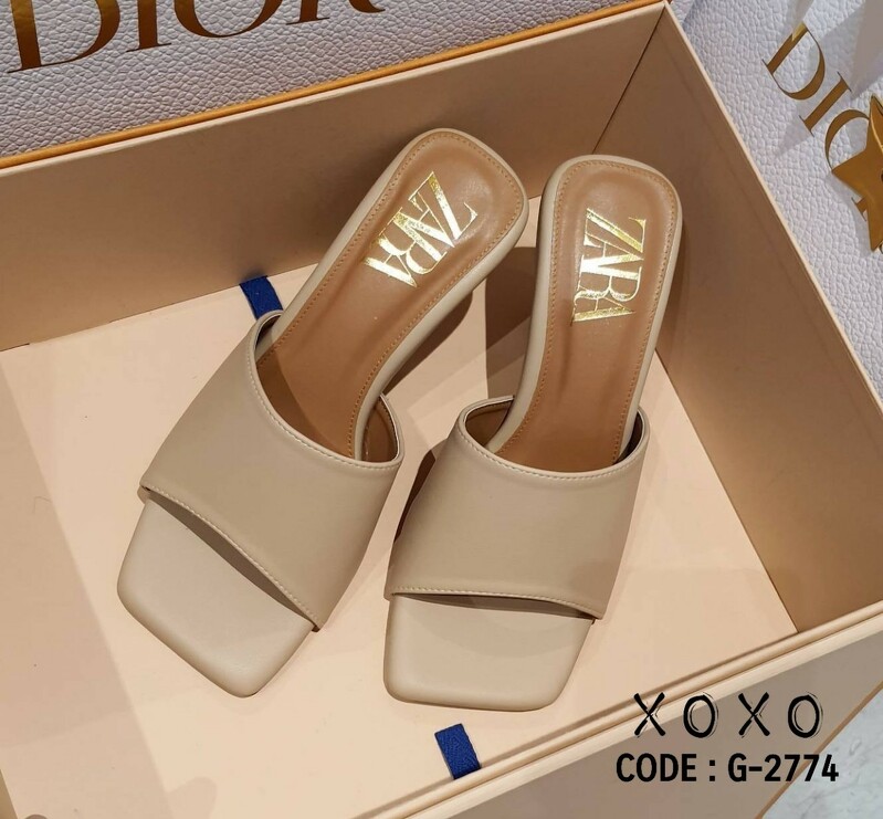 ZARA Mid Heel รองเท้าส้นกลาง 3.5 นิ้ว งานสวม ส้นเข็ม สวย เรียบหรู ใส่สบาย แมทส์ชุดง่าย น้ำหนักเบา วัสดุหนัง PU