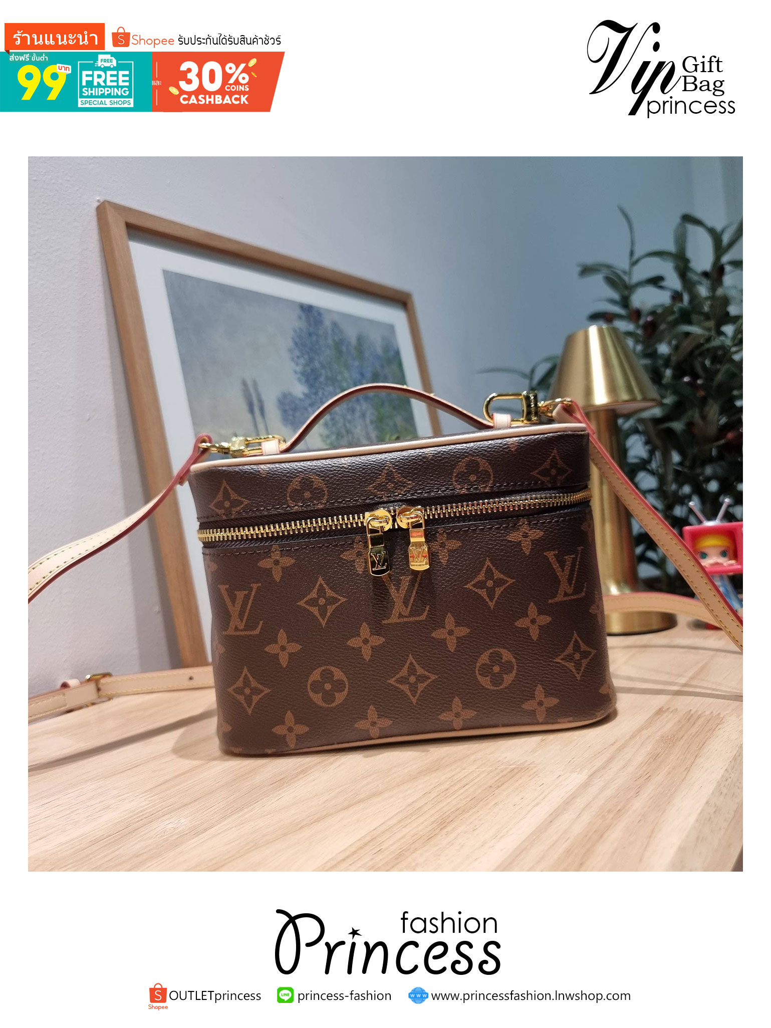LV NICE MINI MONOGRAM BAG เบสท์เซลเลอร์คอลเลคชั่น ที่ใครๆก็ต้องมีใช้ กับกระเป๋า cosmetics ทรงกล่อง ใส่เครื่องสำอางค์ หรือจะใช้ใส่ของพกจำเป็นประจำวันก็ได้ สบายๆ