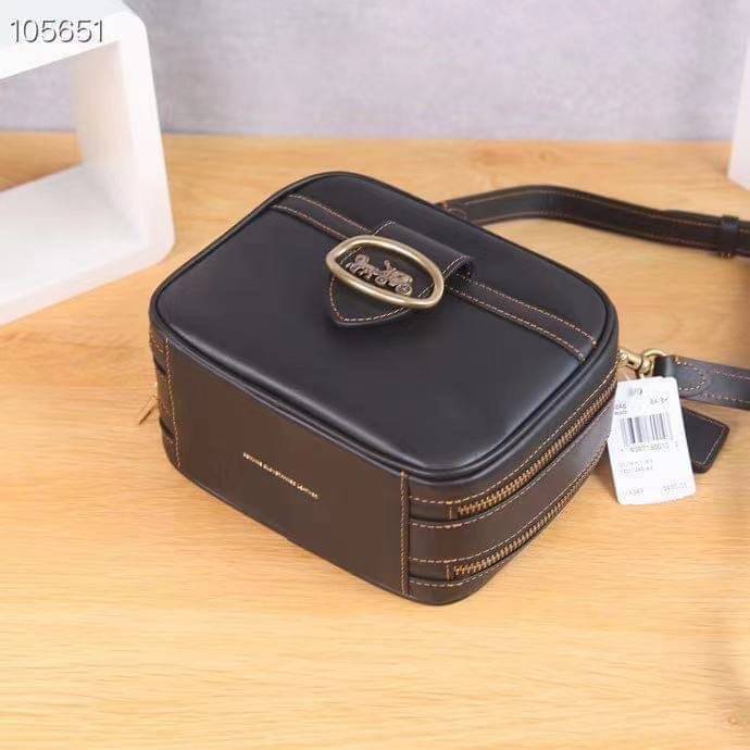 ของแท้ Coach RILEY LUNCHBOX BAG IN COLORBLOCK SIGNATURE CANVAS Black